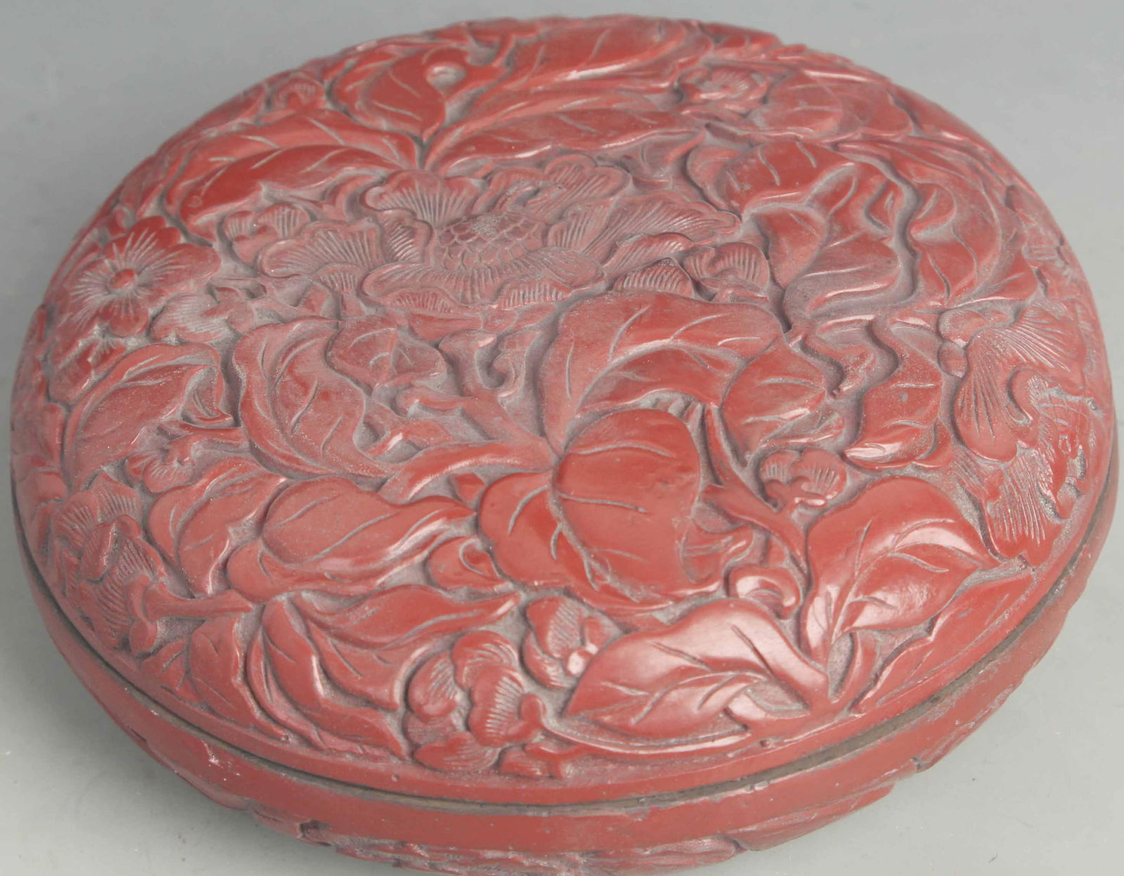 CARVED RED LACQUER FLORAL PATTERN INCENSE BOX - 5