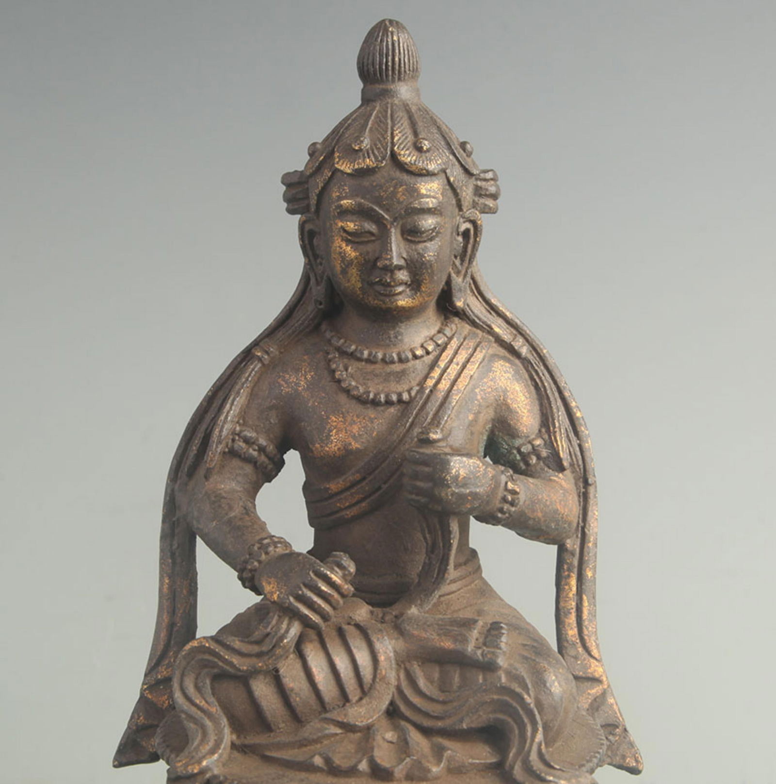 GILT BRONZE TIBETAN PROTECTOR DEITY STATUE - 2