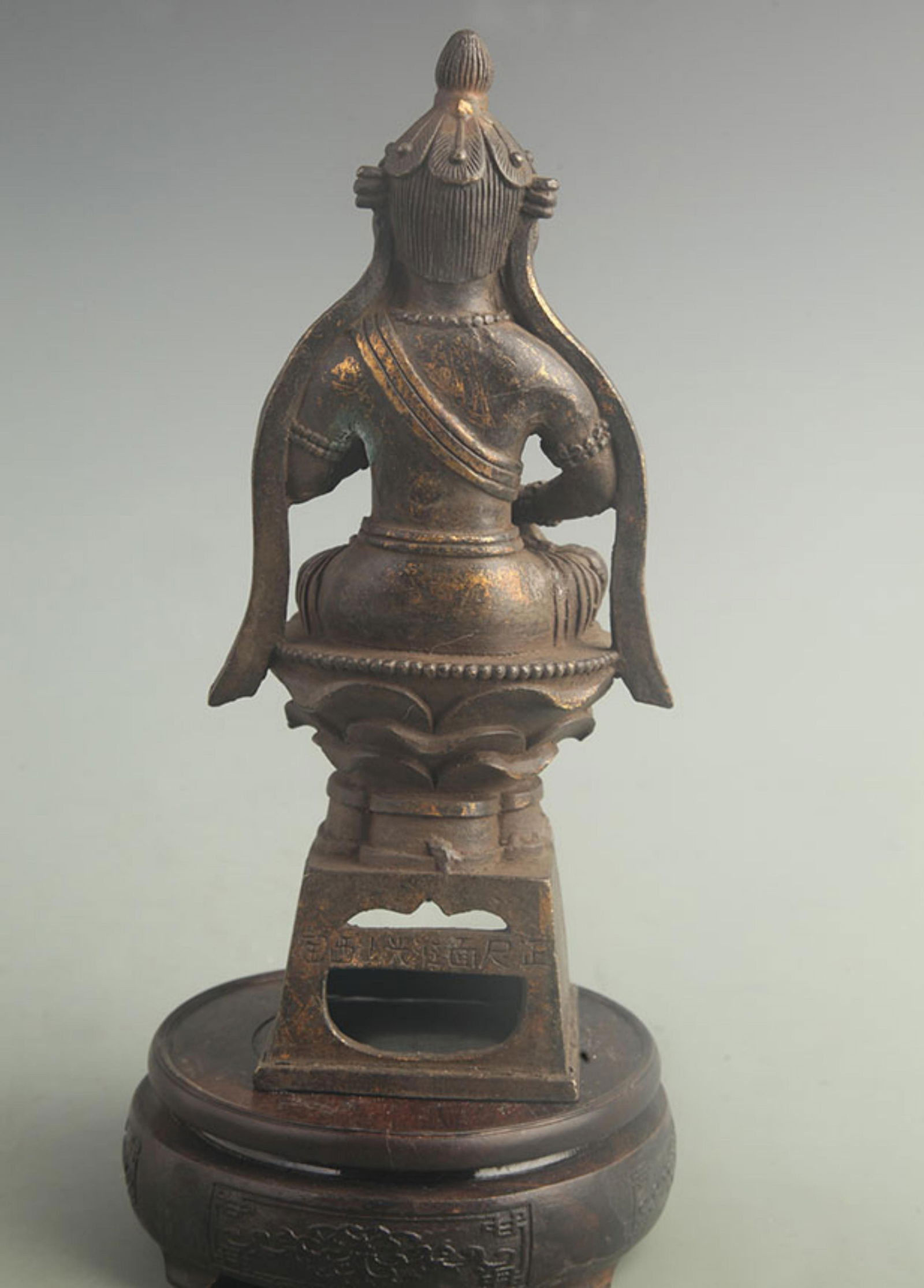 GILT BRONZE TIBETAN PROTECTOR DEITY STATUE - 4
