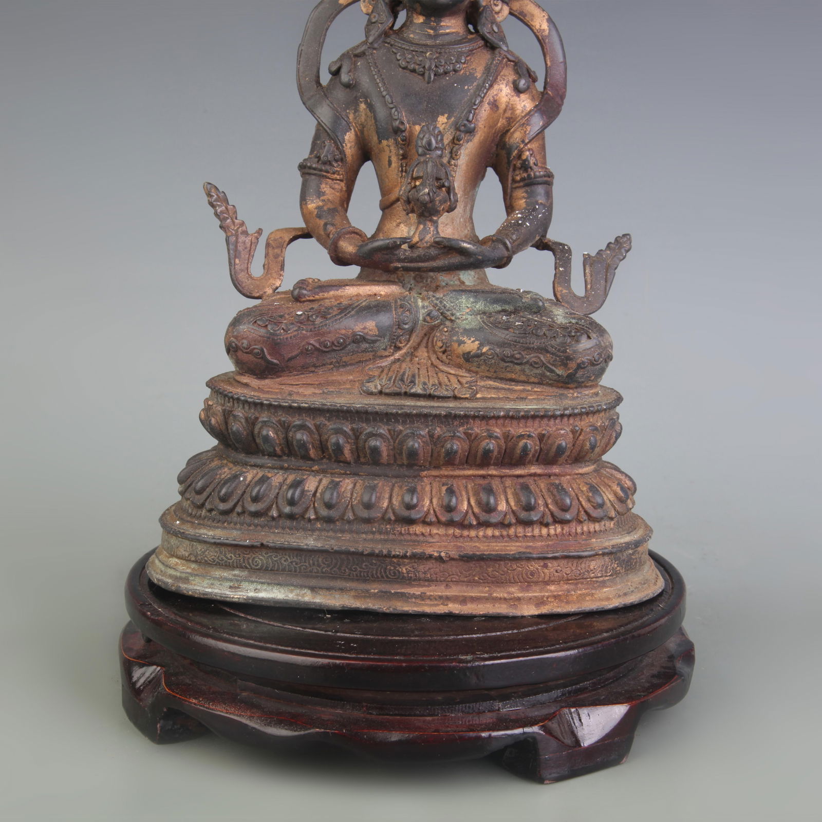 A FINE BRONZE LONGEVITY BUDDHA - 3