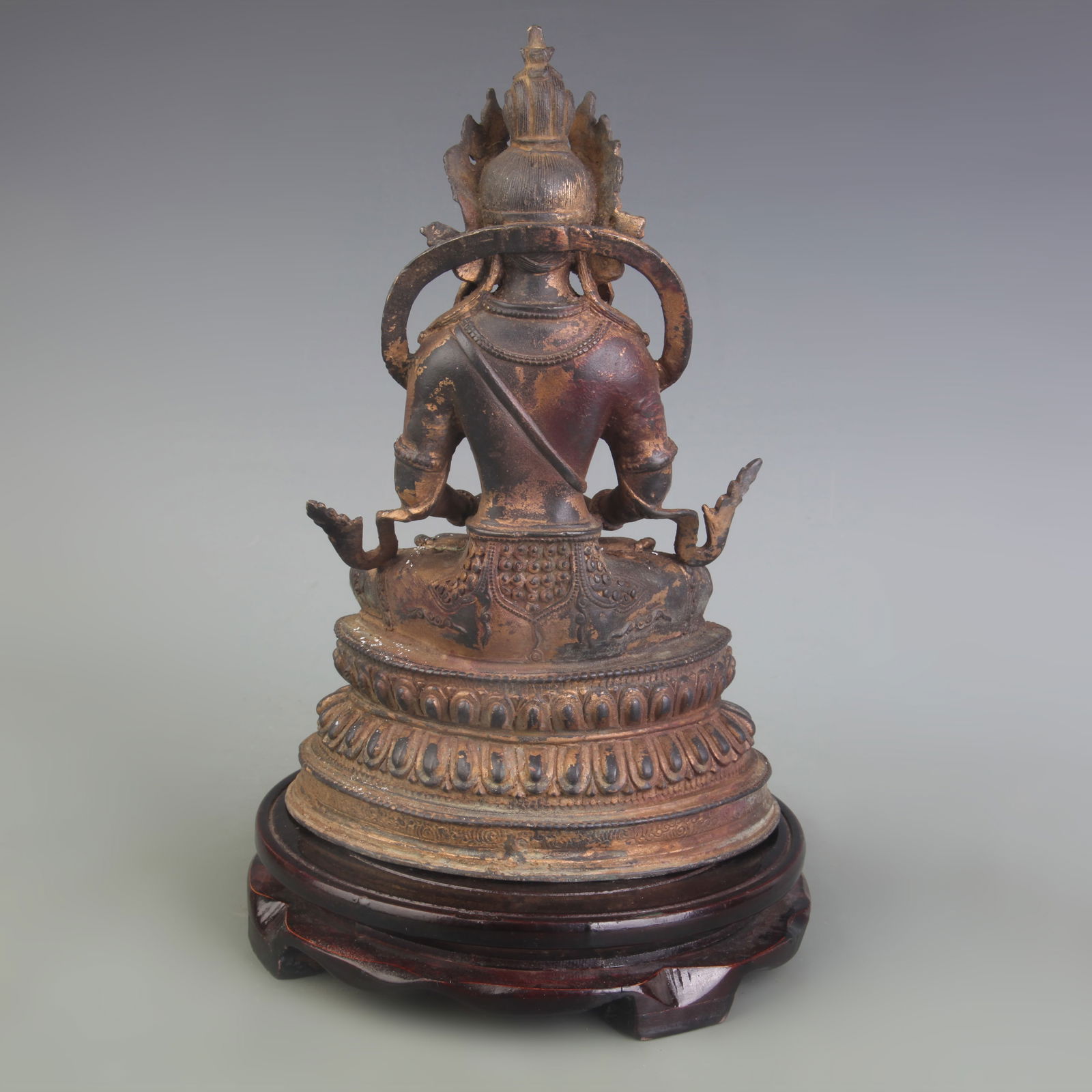 A FINE BRONZE LONGEVITY BUDDHA - 4