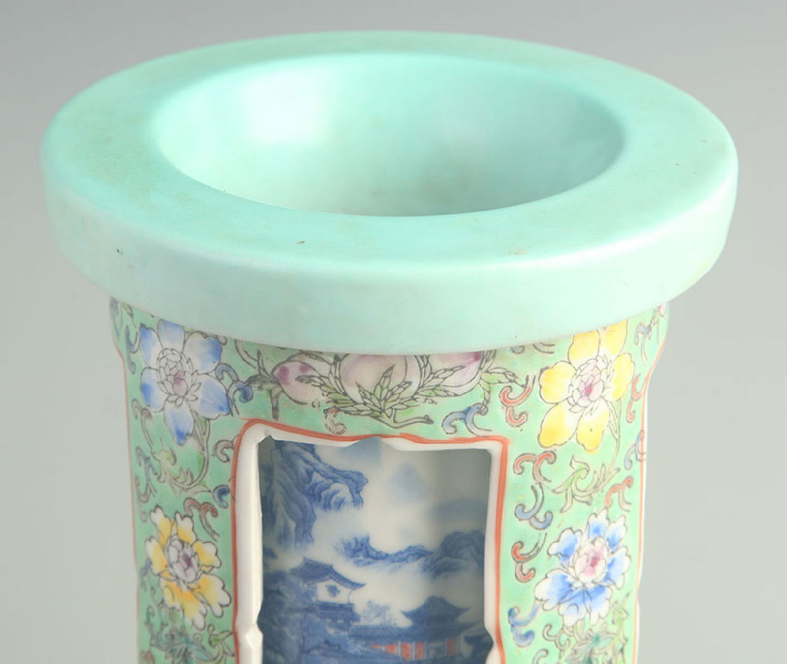 GREEN GROUND FLORAL PATTERN ROTATING PEN HOLDER - 2