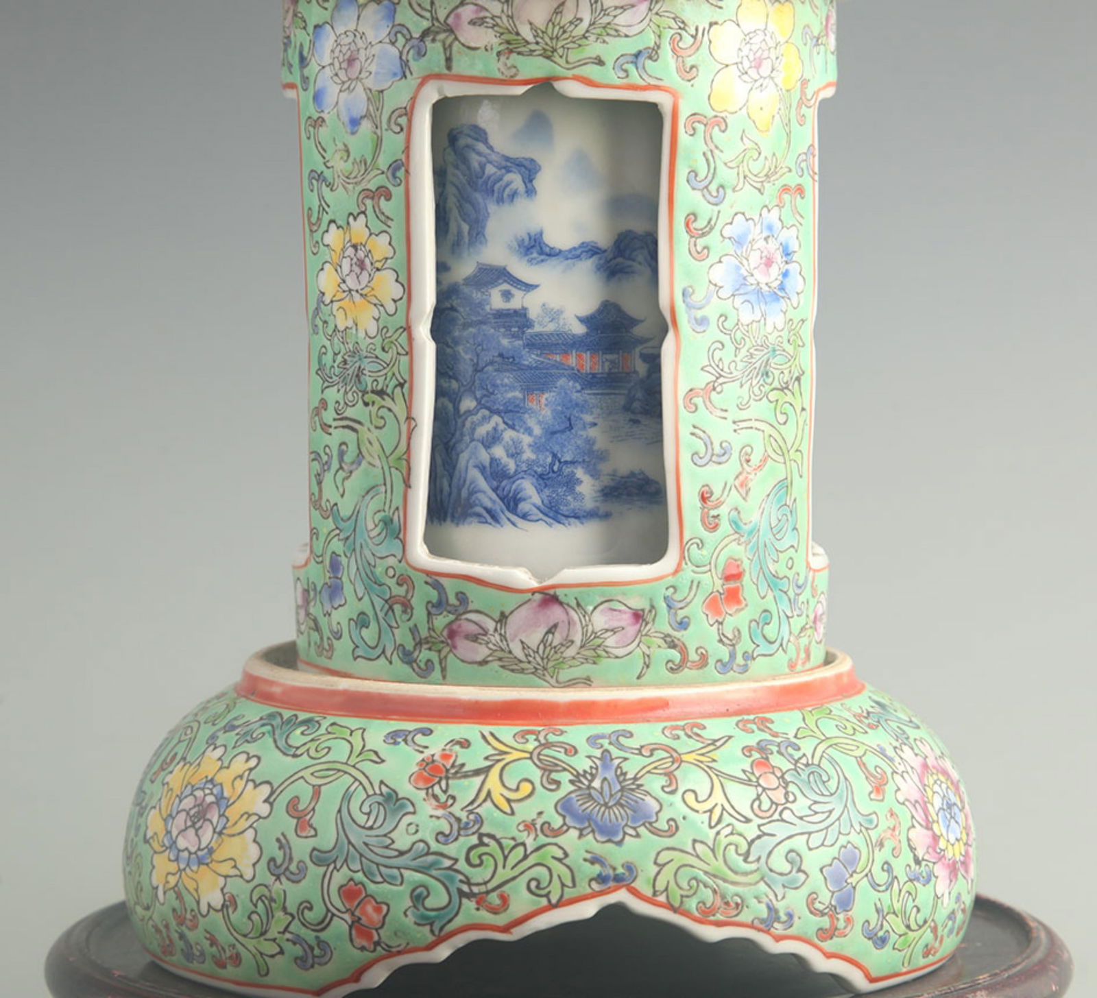 GREEN GROUND FLORAL PATTERN ROTATING PEN HOLDER - 3