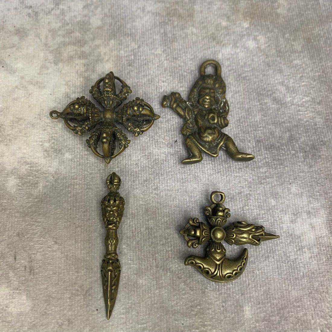 GROUP OF TIBETAN BUDDHIST RITUAL INSTRUMENTS: 20th Century; High: 1.6 inch; High: 1.6 inch; High: 2.0 inch; High: 2.2 inch;