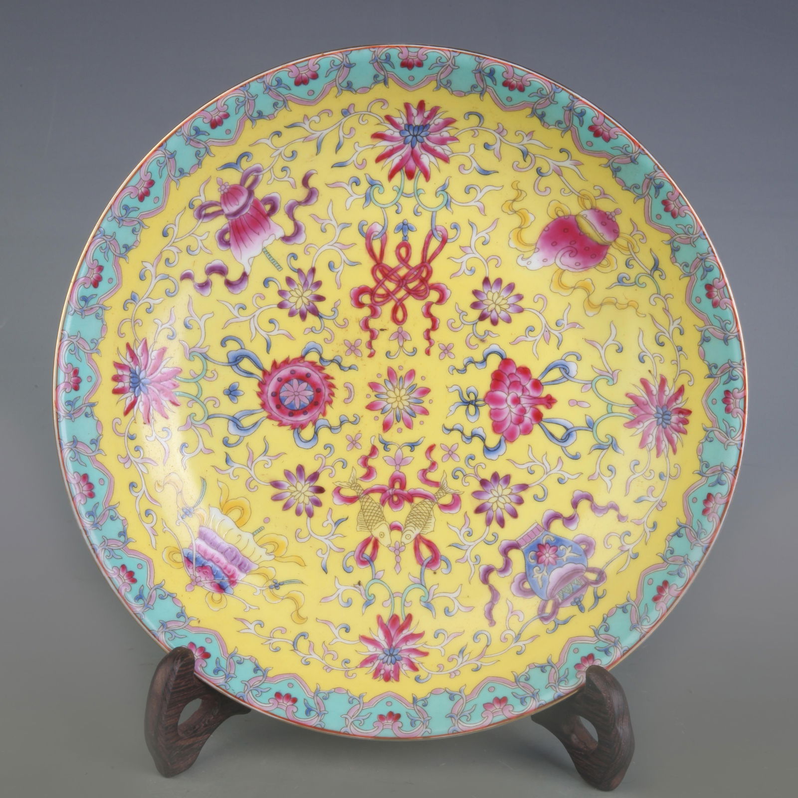 CLOISONNE ENAMEL FLORAL PATTERN PORCELAIN PLATE (1 of 5)