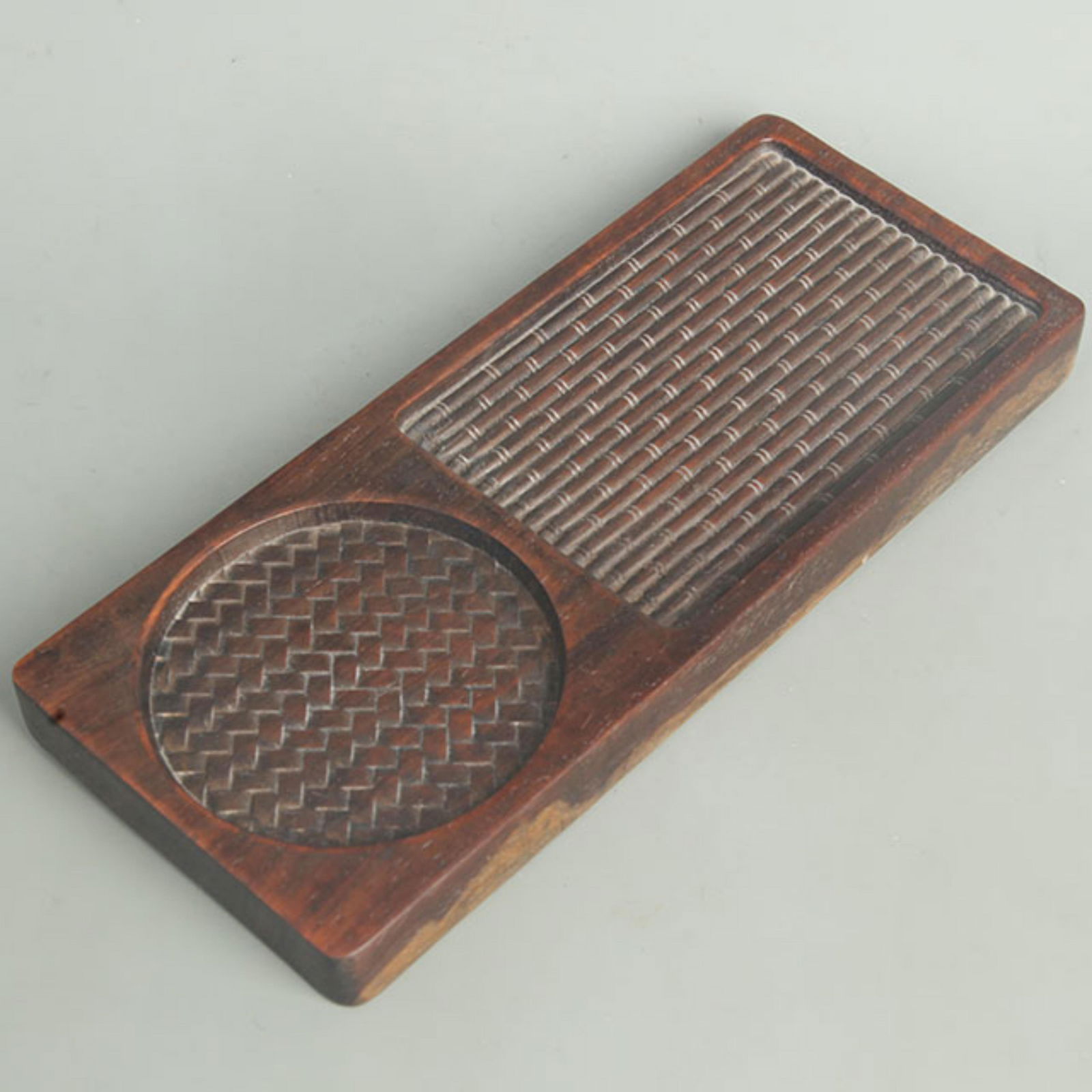 A FINE HUA LI MU WOODEN PLATE FOR CHINESE CALLIGRAPHY: 20th Century; Long: 11.0 inch; Width: 4.50 inch;