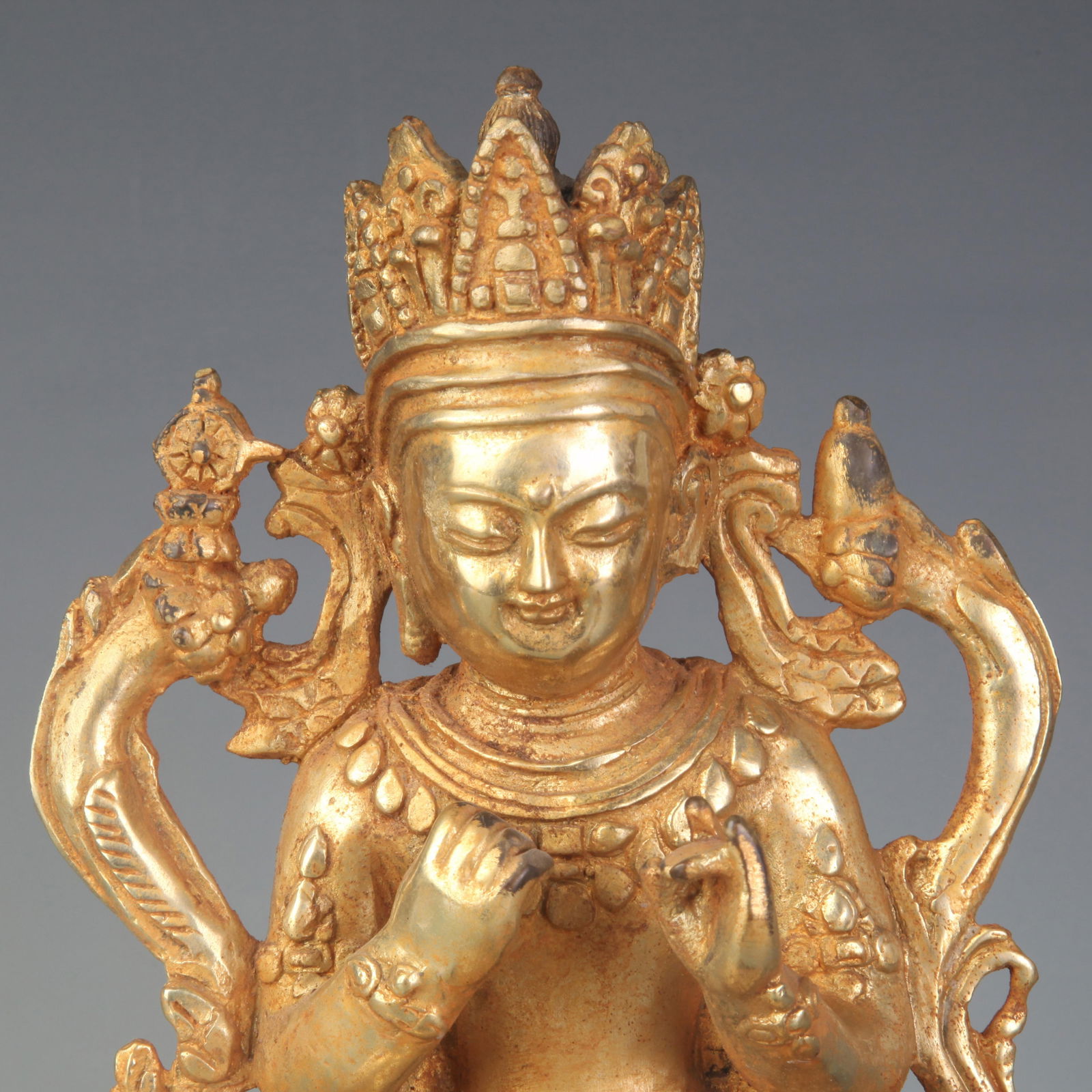 RARE GILT BRONZE BUDDHA STATUE - 2