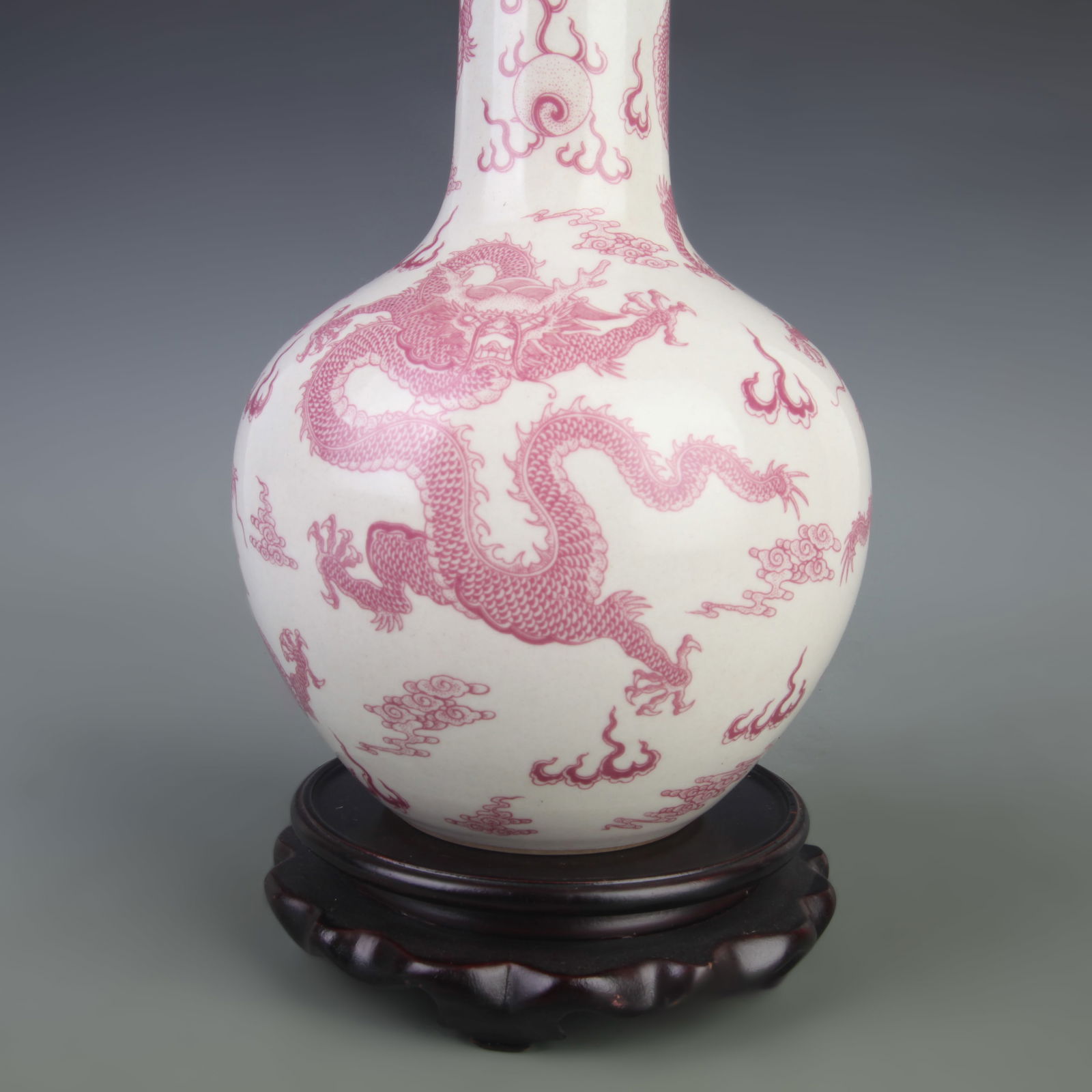 UNDERGLAZE-RED DRAGON PATTERN PORCELAIN GLOBULAR VASE - 3