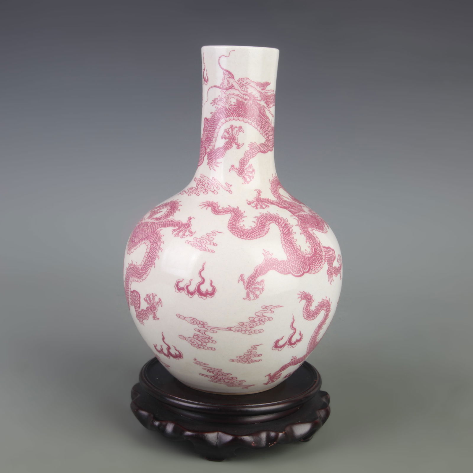 UNDERGLAZE-RED DRAGON PATTERN PORCELAIN GLOBULAR VASE - 4