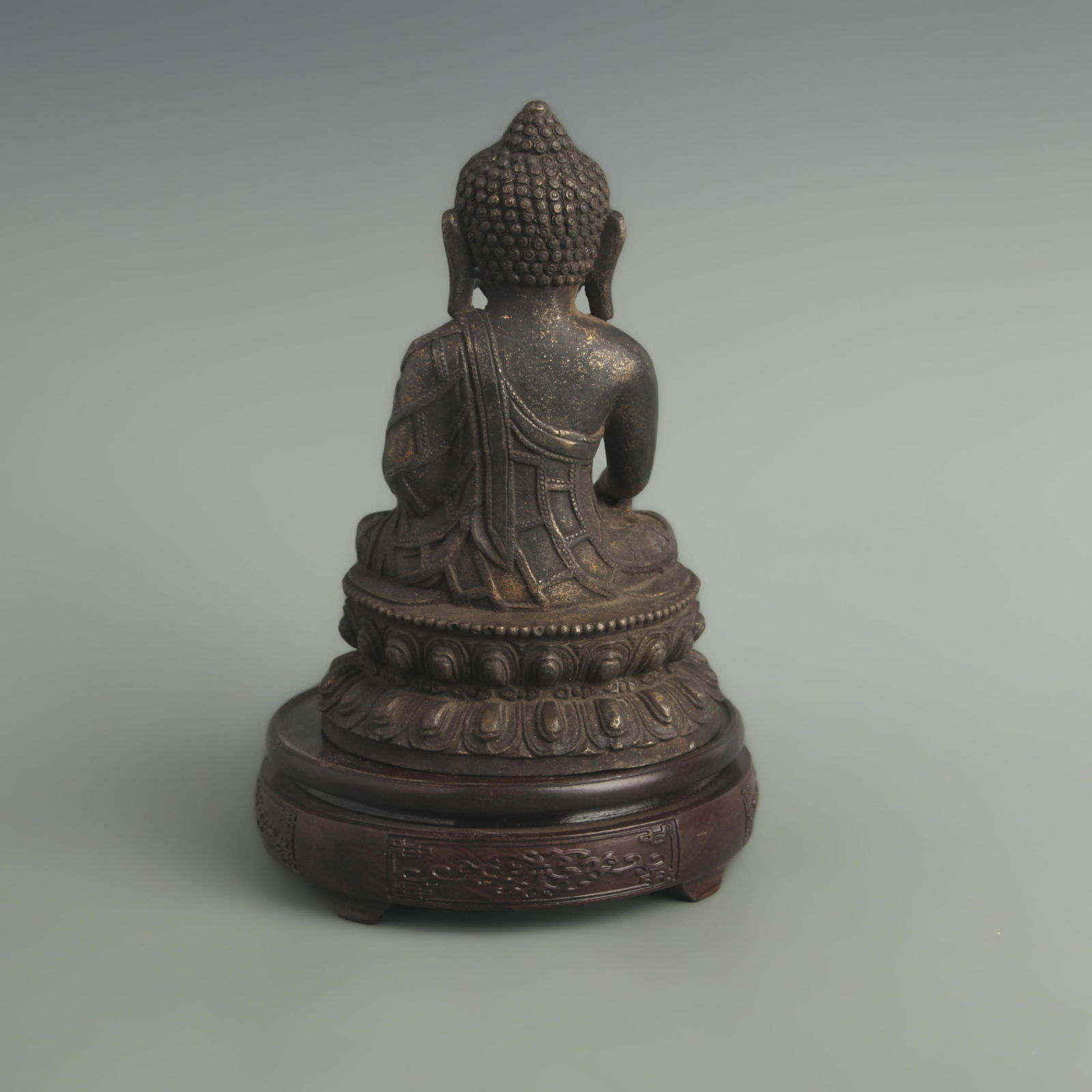 GILDED BRONZE SEATED SHAKYAMUNI STATUE - 4