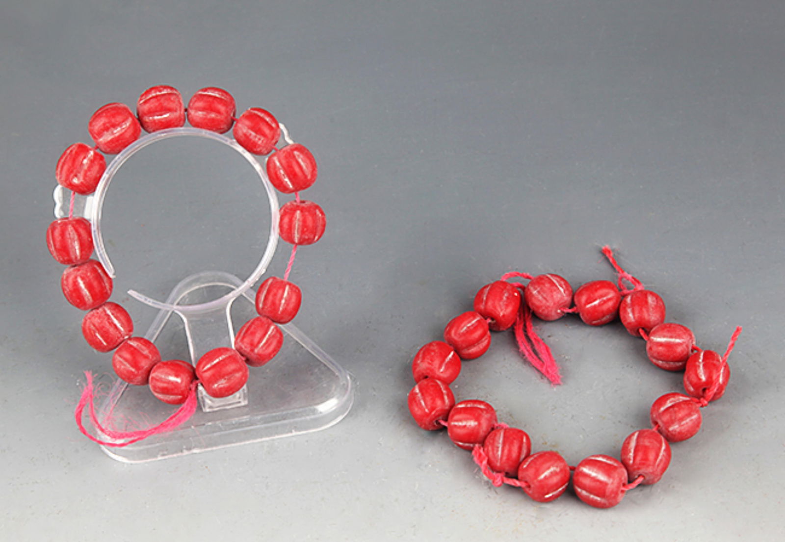 PAIR OF RED COLOR GLASS MADE BRACELETS (1 of 3)