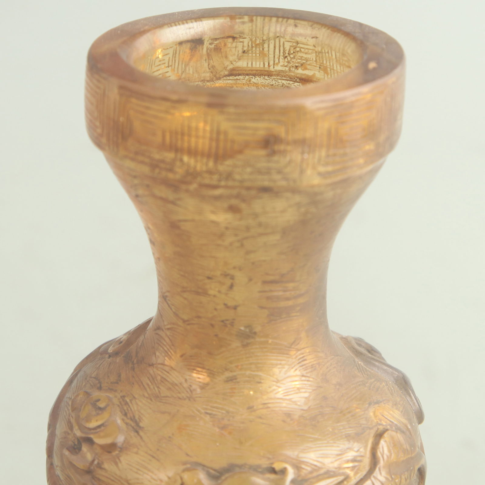 GOLD-SPLASHED GLASS MADE DRAGON PATTERN VASE - 2