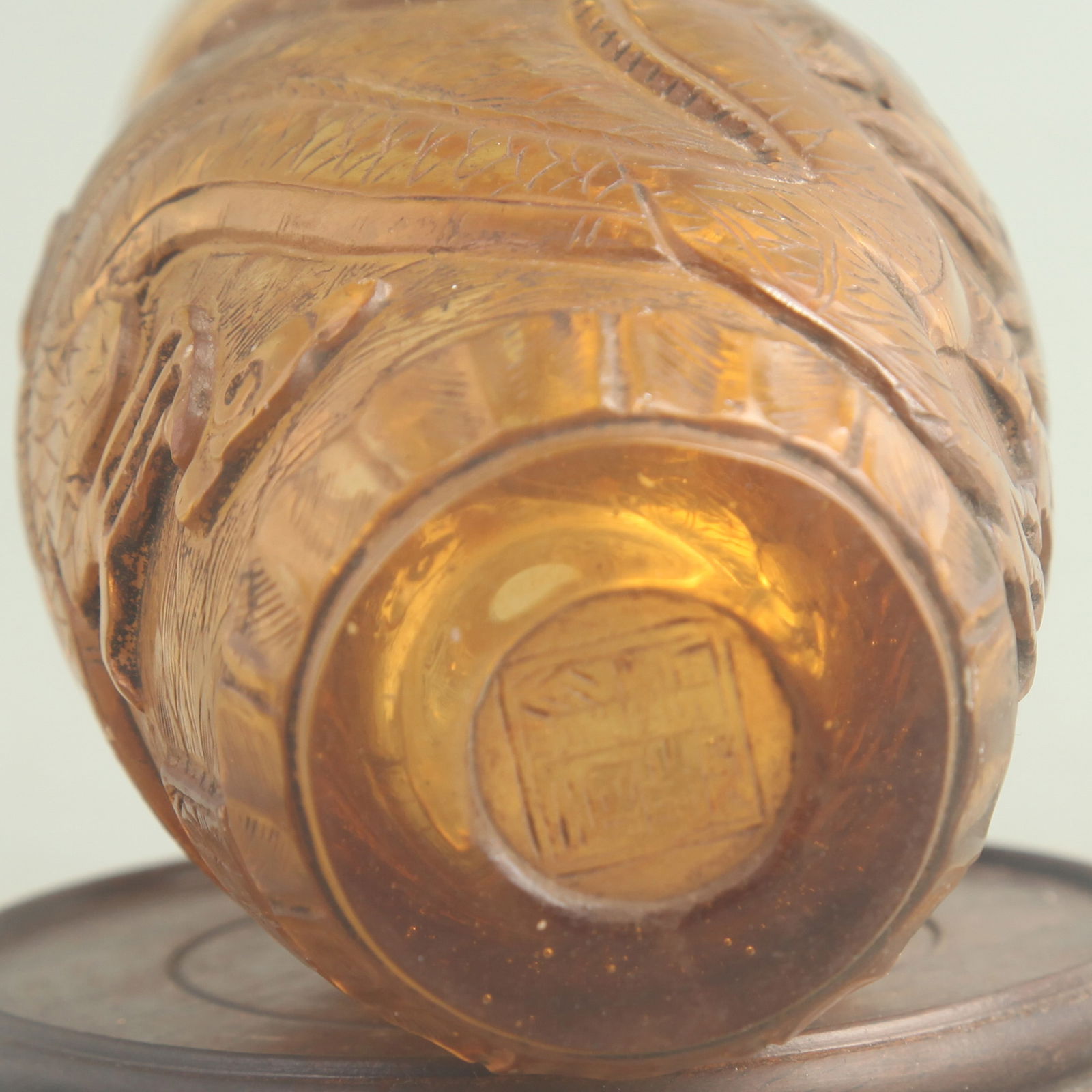 GOLD-SPLASHED GLASS MADE DRAGON PATTERN VASE - 5