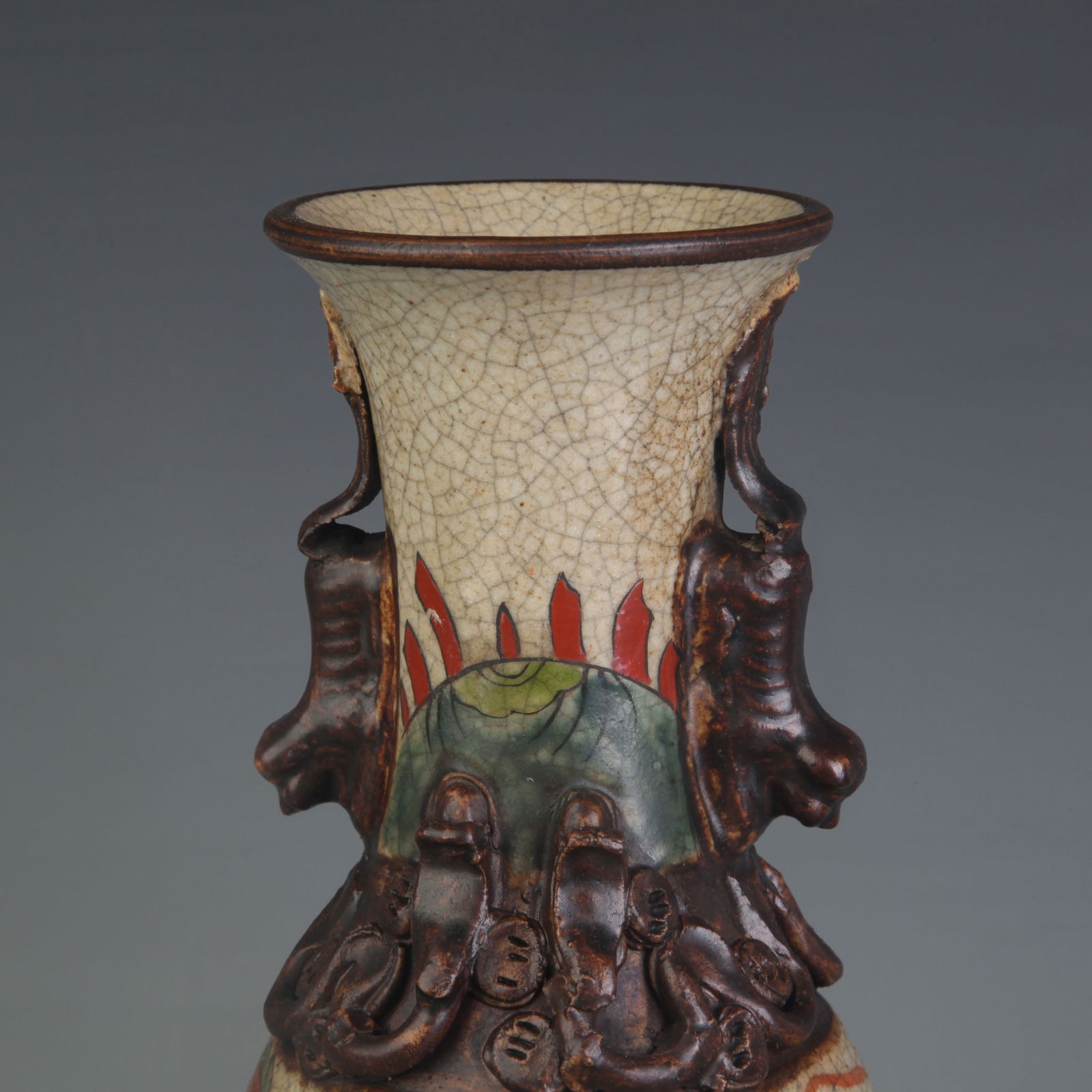 WUCAI FIGURES PATTERN DOUBLE-EARED PORCELAIN VASE - 2