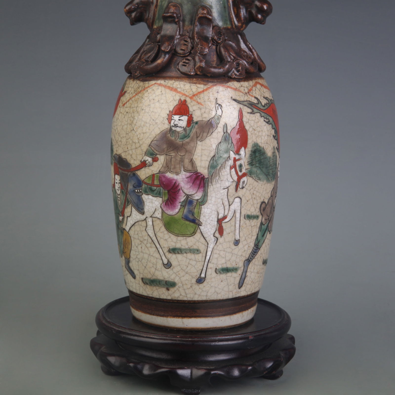 WUCAI FIGURES PATTERN DOUBLE-EARED PORCELAIN VASE - 3