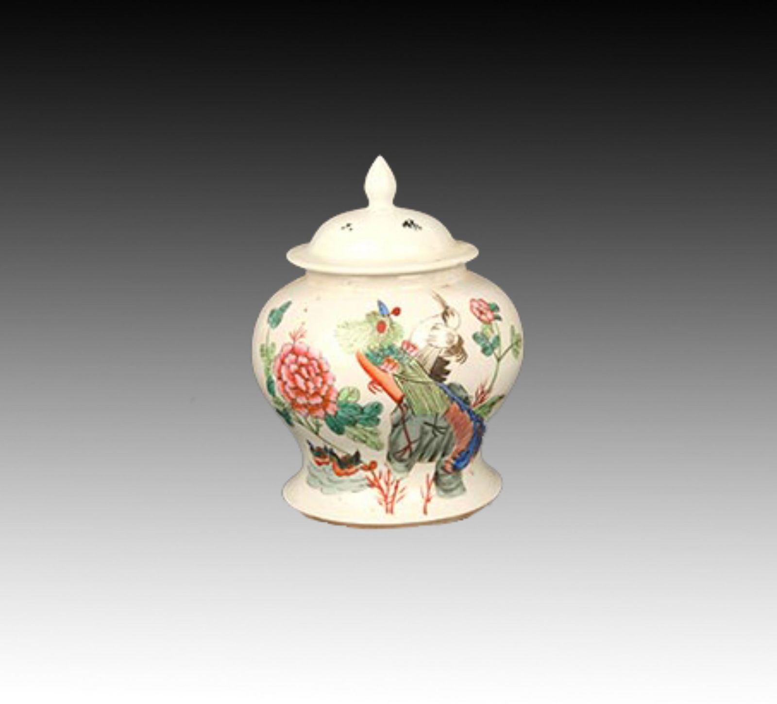 FAMILLE ROSE MANDARIN DUCK PATTERN GENERAL STYLE PORCELAIN JAR: Qing Dynasty; High: 7.75 inch; Diameter: 3.15 inch