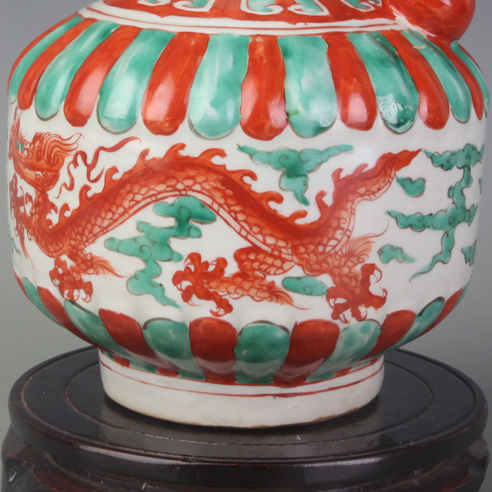 RED AND GREEN DRAGON PATTERN EWER - 3