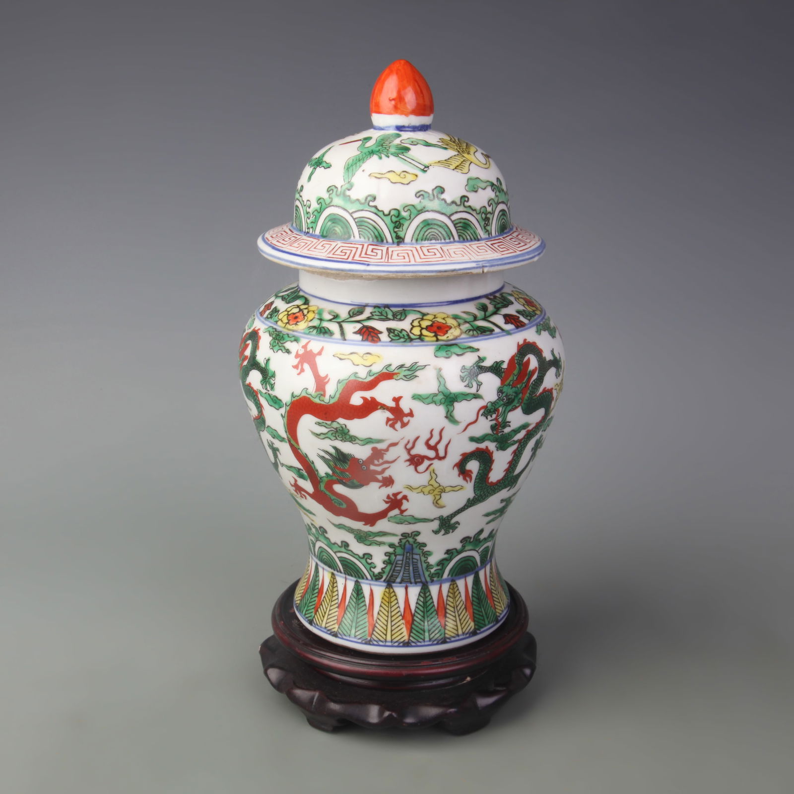WUCAI COLORED DRAGON PATTERN PORCELAIN JAR - 3