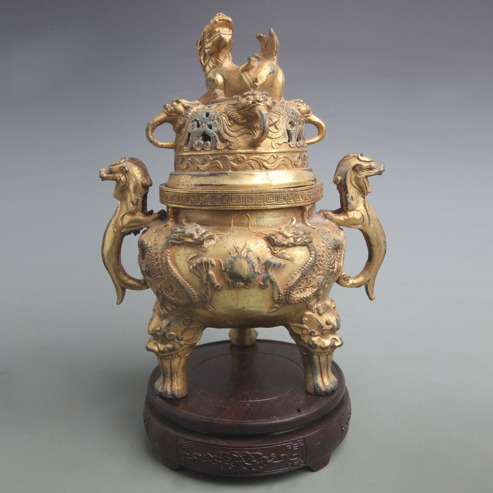 DRAGON-PATTERN TRIPOD INCENSE BURNER WITH LONGEVITY PATTERN (1 of 6)