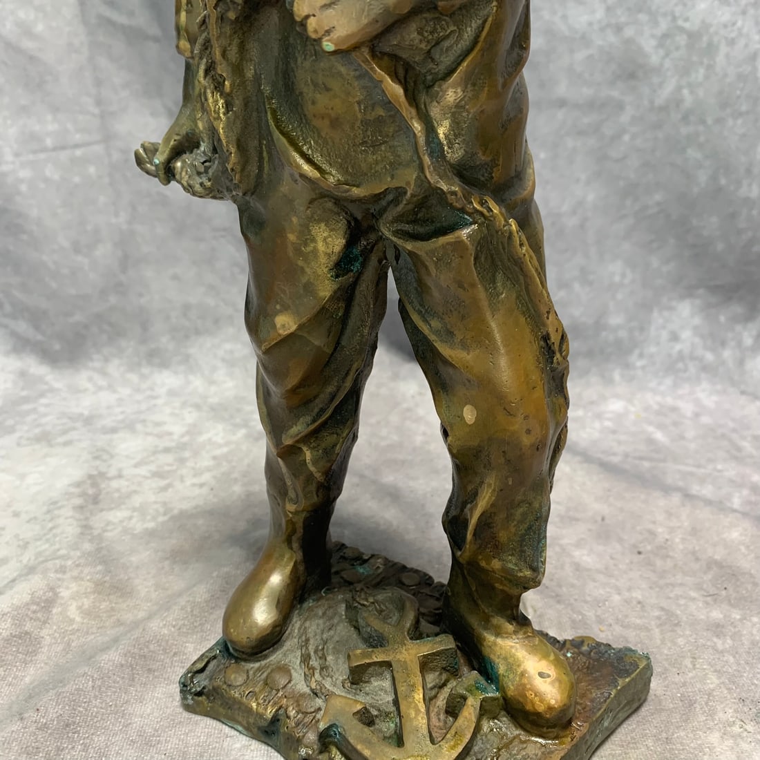 CONTEMPORARY BRONZE DOCKWORKER STANDING STATUE - 4
