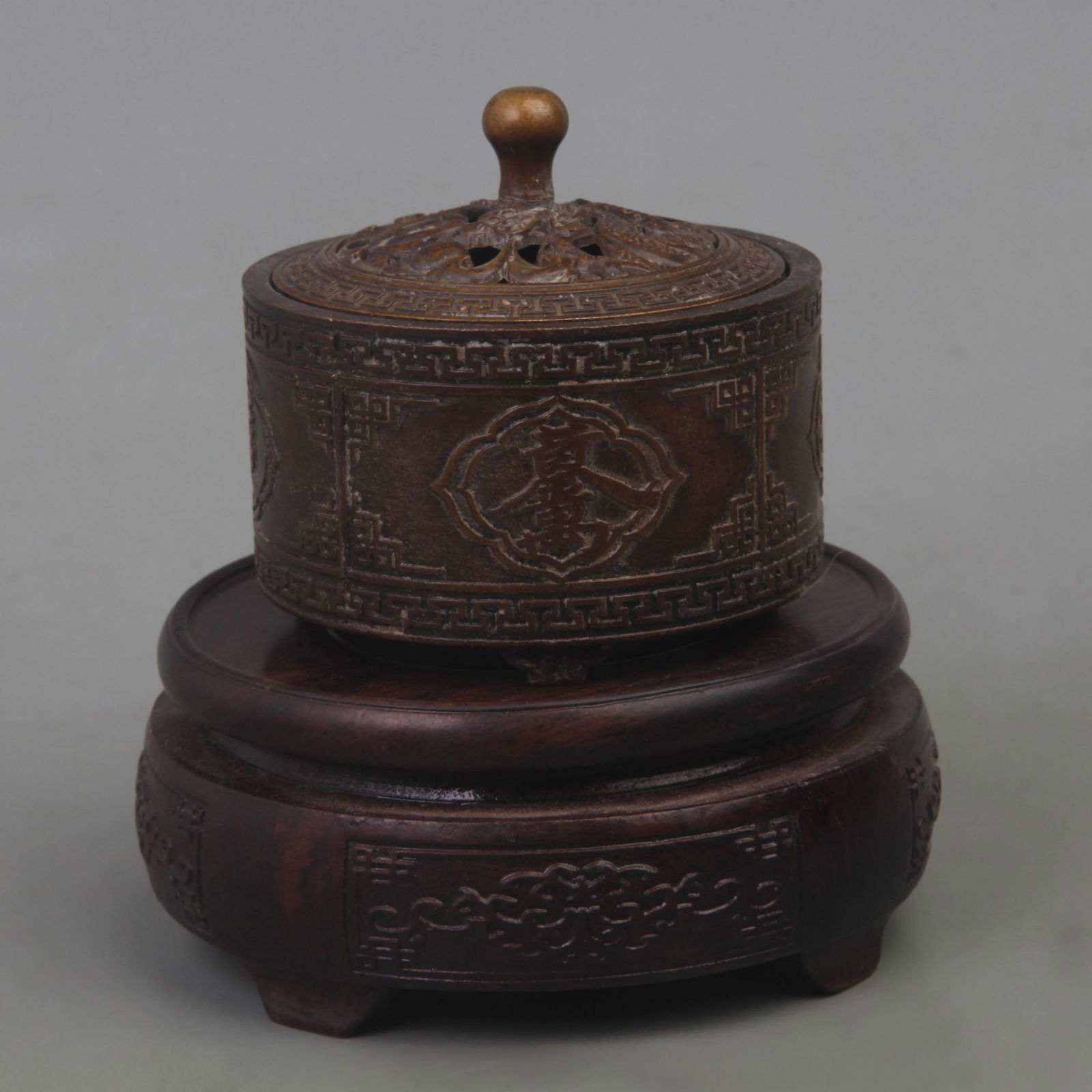 OPENWORK DRAGON BRONZE INCENSE BURNER - 3