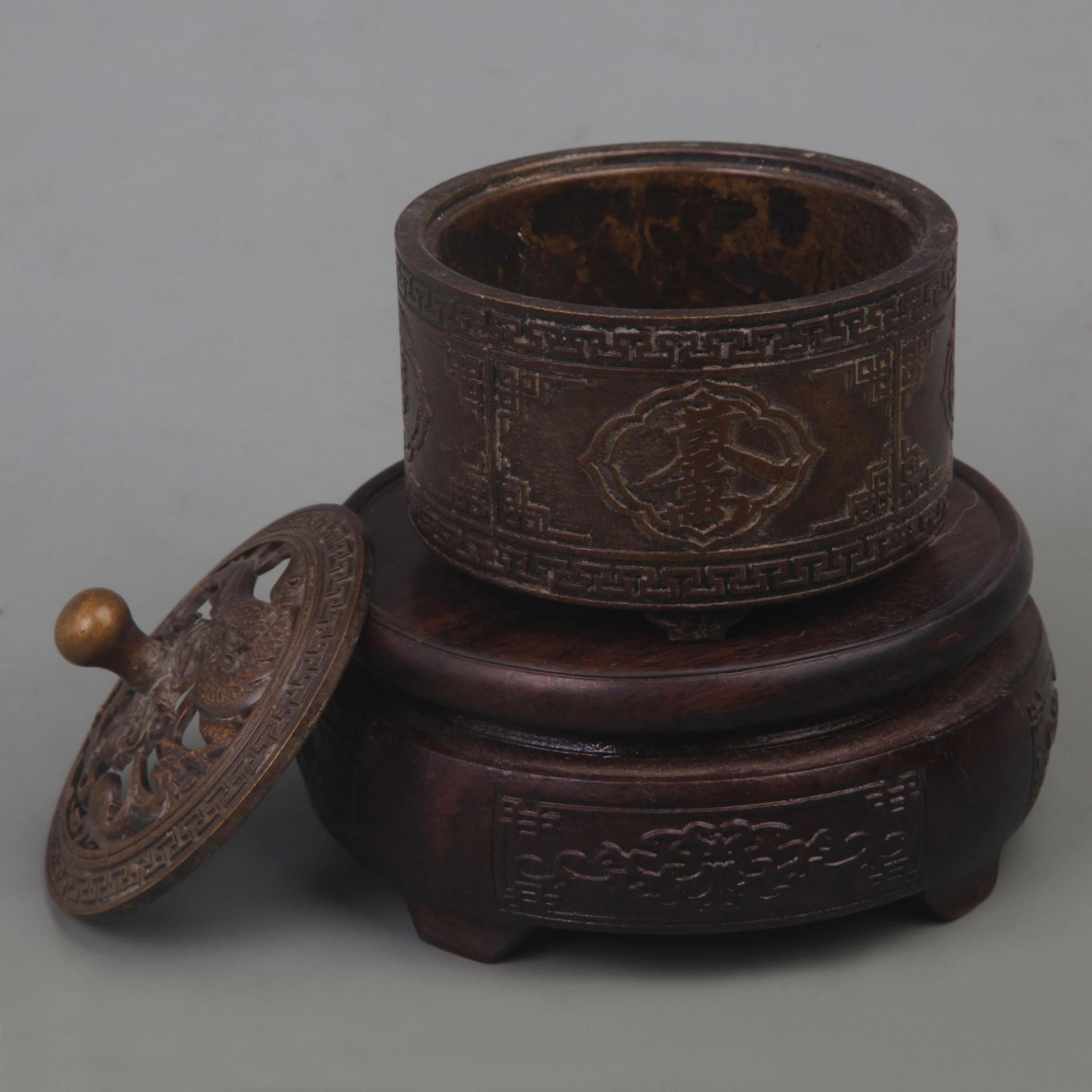 OPENWORK DRAGON BRONZE INCENSE BURNER - 4