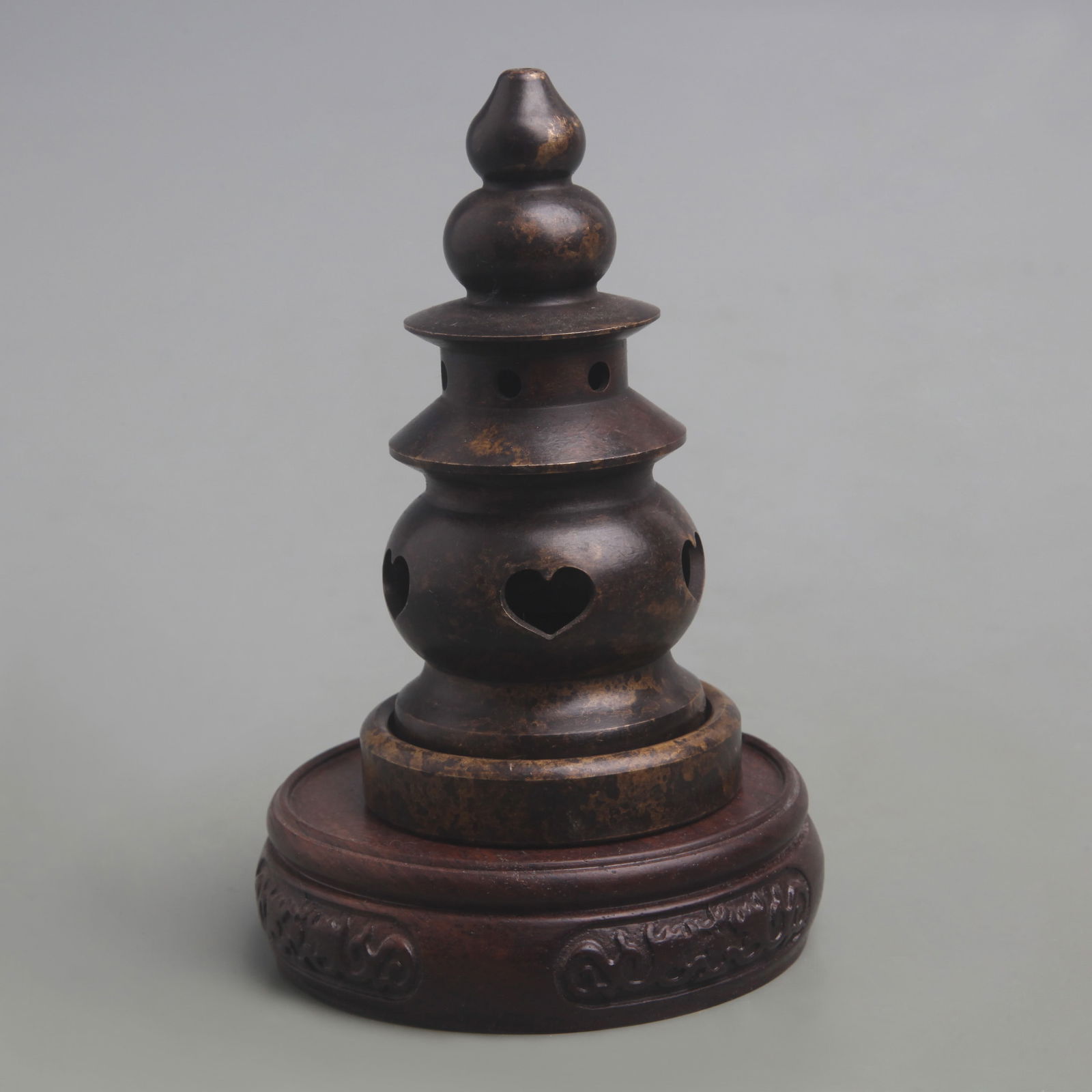 SMALL PAGODA-SHAPED INCENSE BURNER: Ming Dynasty; Diameter: 4.8 inch; High: 2.5 inch