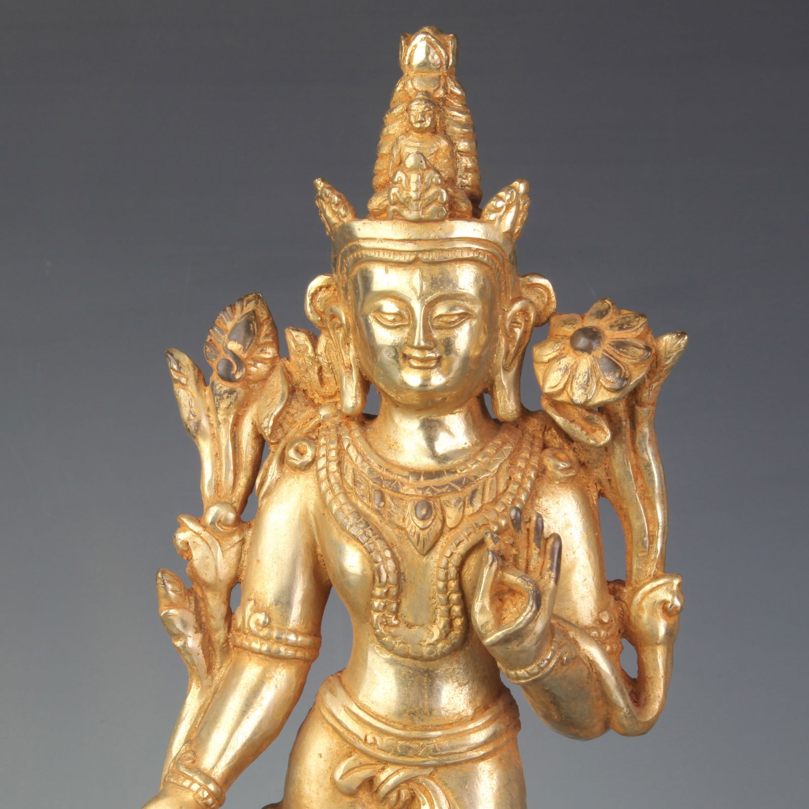 GILDED BRONZE BUDDHA STATUE - 2