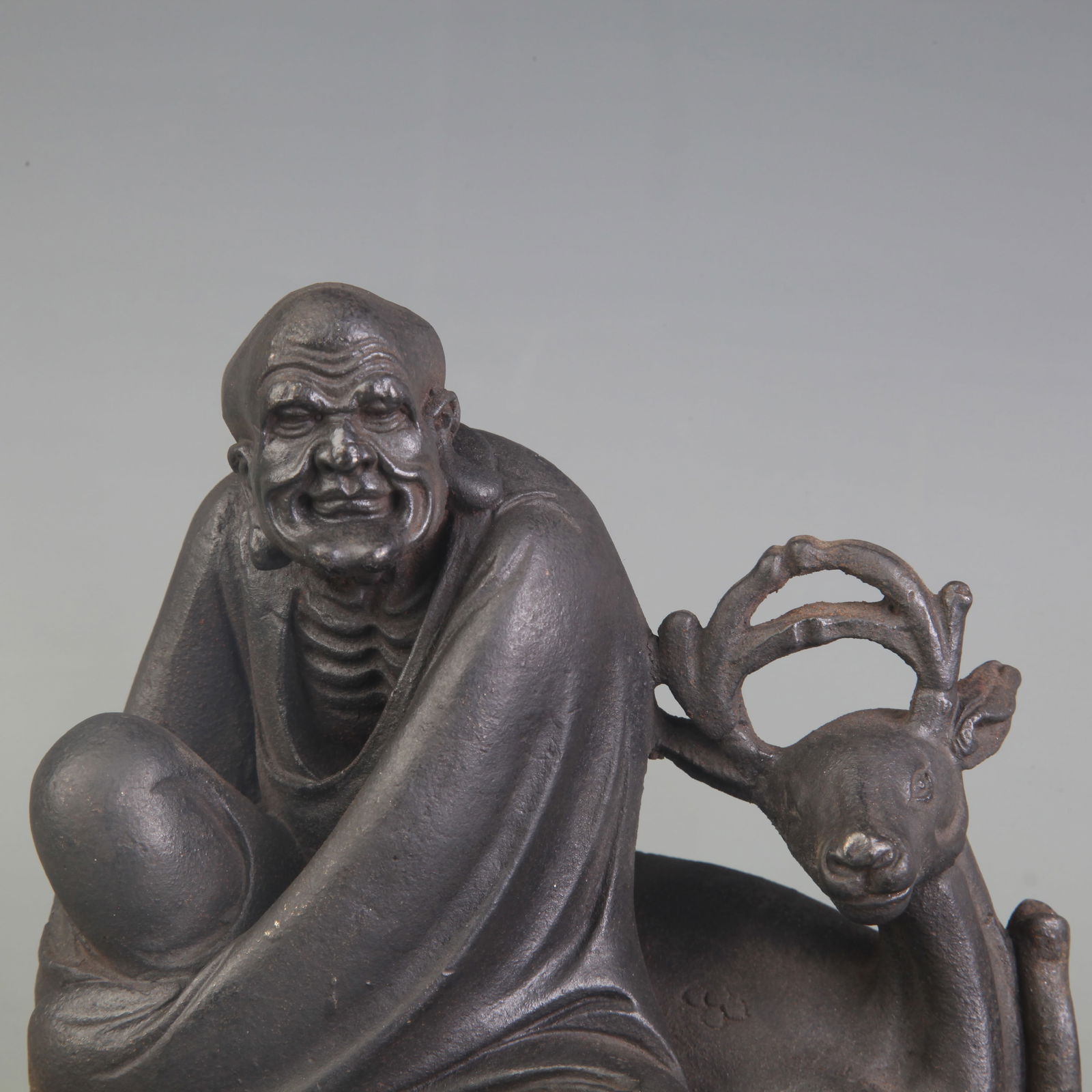 A FINE CAST IRON ARHAT STATUE - 2