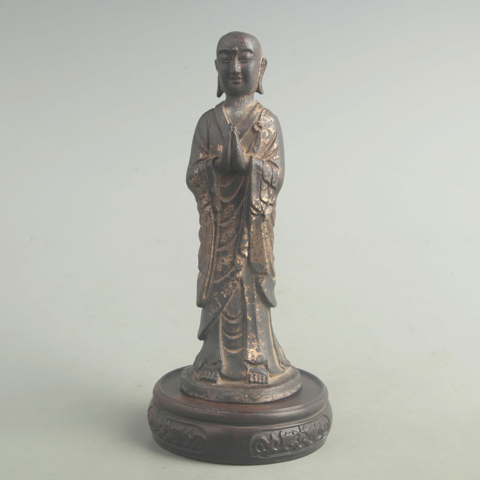 GILT BRONZE ?N?N (?NANDA) ARHAT FIGURE: 19th Century; High: 7.00 inch; Width: 2.50 inch