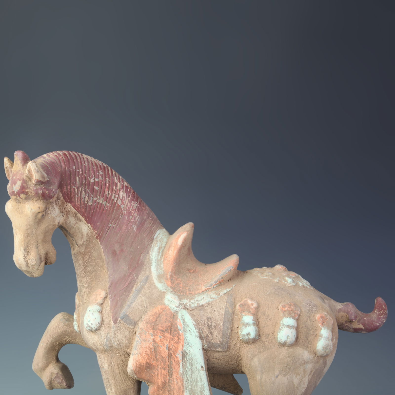 THREE-COLORED GLAZED HORSE FIGURINE - 2