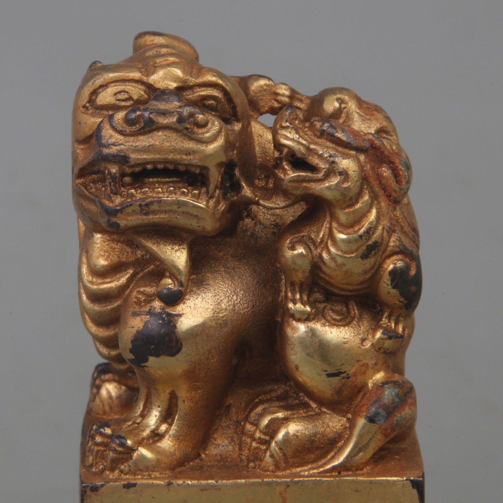 A FINE LION PATTERN BRONZE SEAL - 2