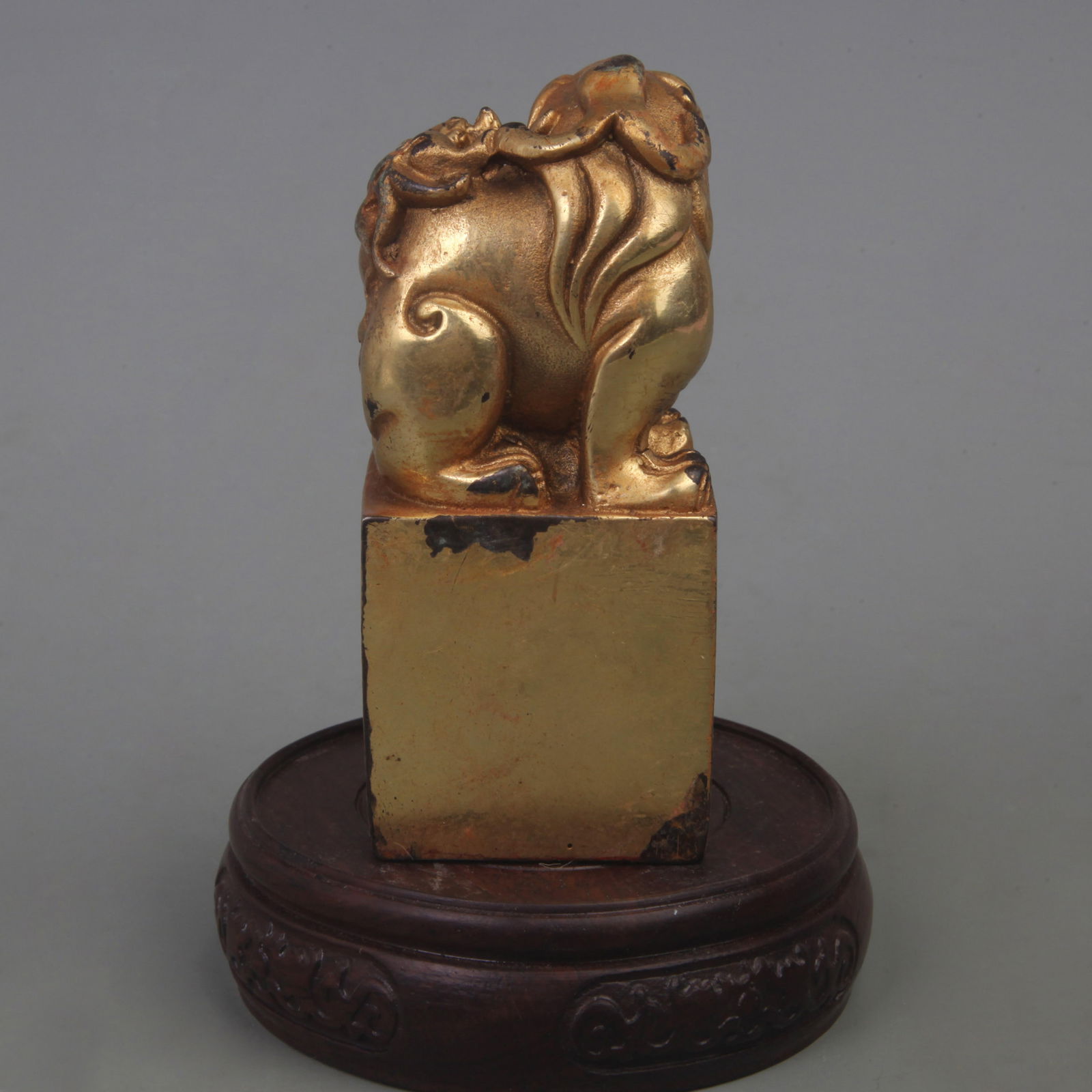 A FINE LION PATTERN BRONZE SEAL - 3