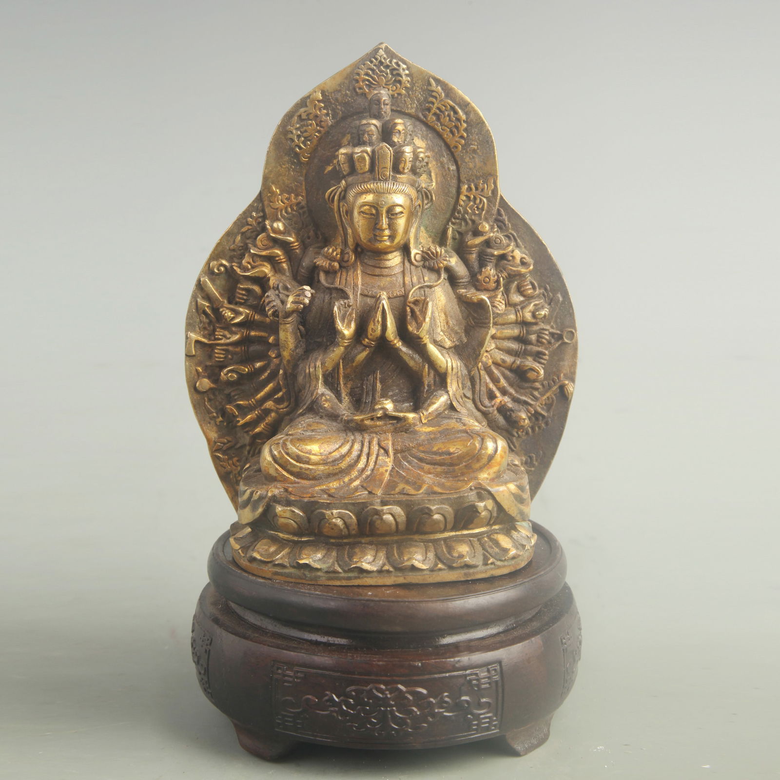 GILT BRONZE CUND? (ZHUNTI) STATUE: 20h Century; High: 5.80 inch; Width: 4.80 inch