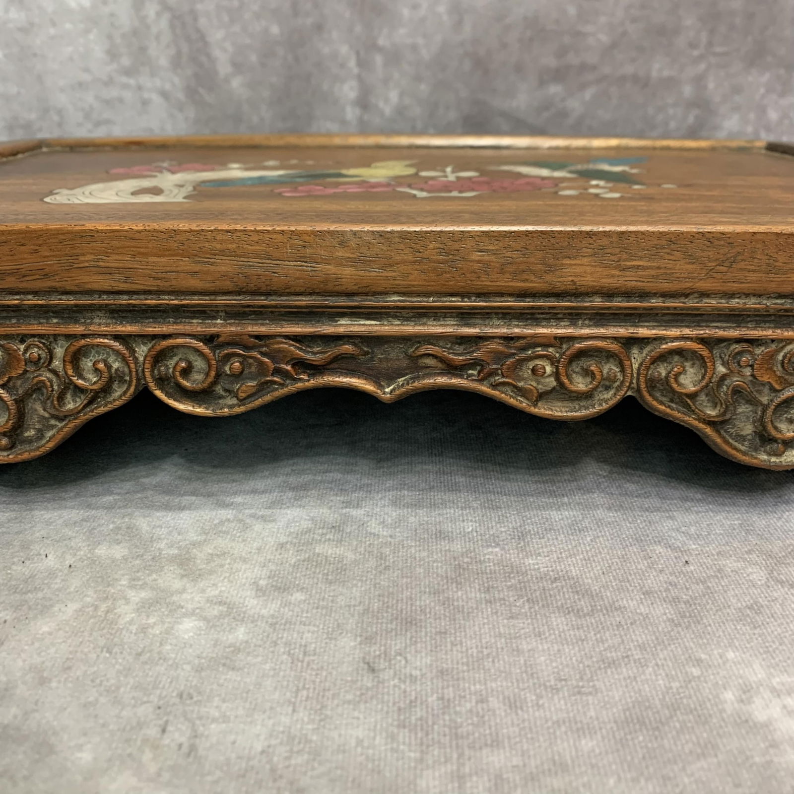 A FINE BOXWOOD MADE SMALL TABLE INLAY WITH SHELL - 3