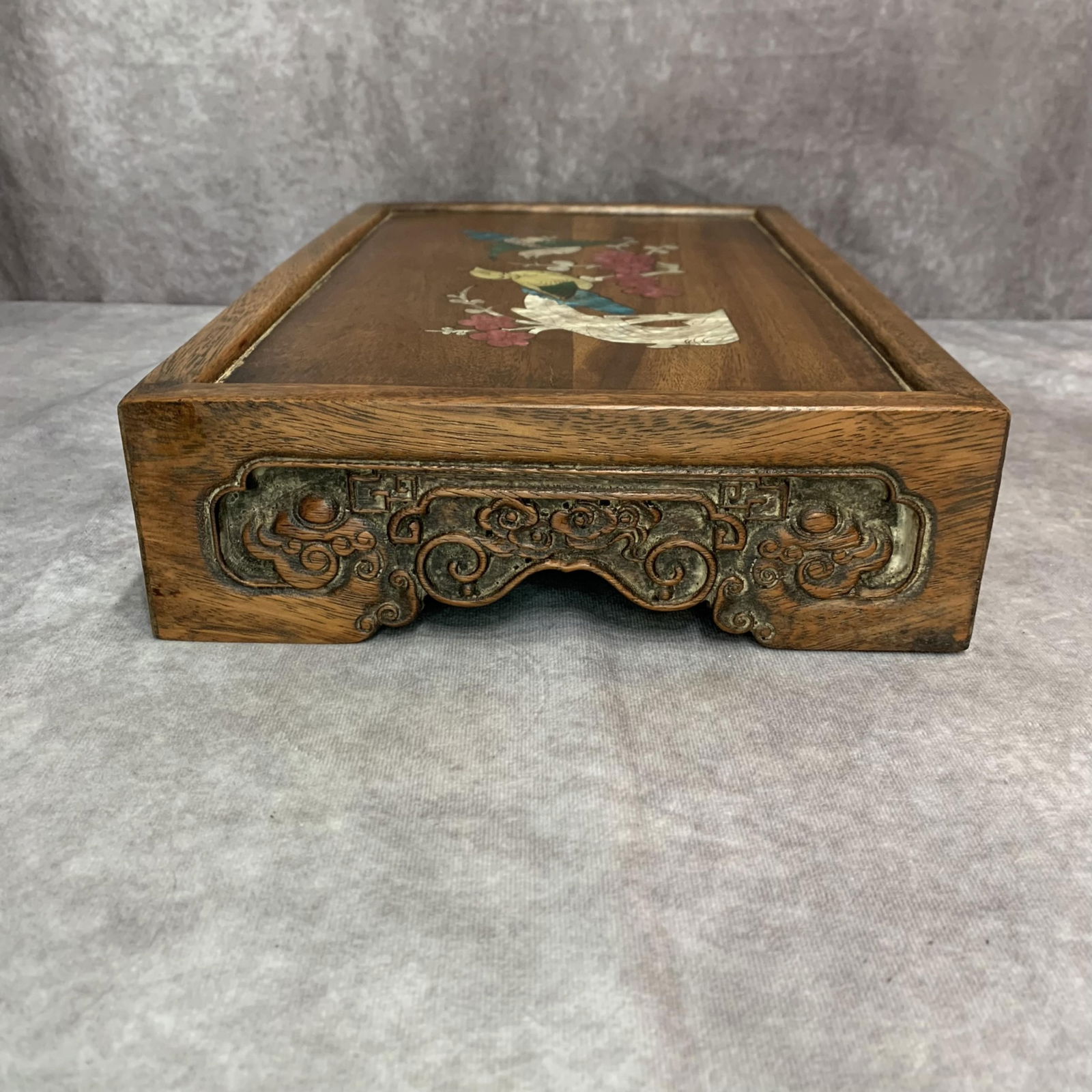 A FINE BOXWOOD MADE SMALL TABLE INLAY WITH SHELL - 4