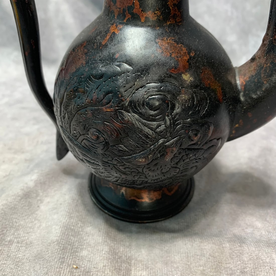 BRONZE DRAGON PATTERN CHICKEN HEAD POT - 4