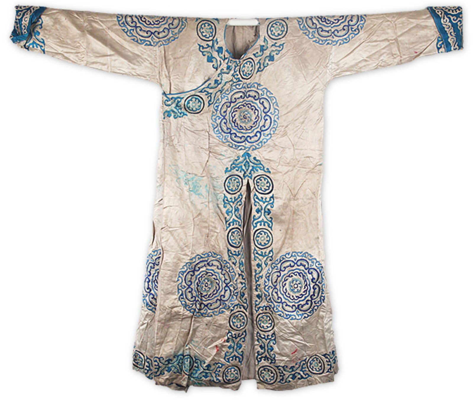 A FINE WHITE COLOR HAND MADE CHINESE ROBE: 20th Century, Long: 55.00 inch Width: 33.00 inch