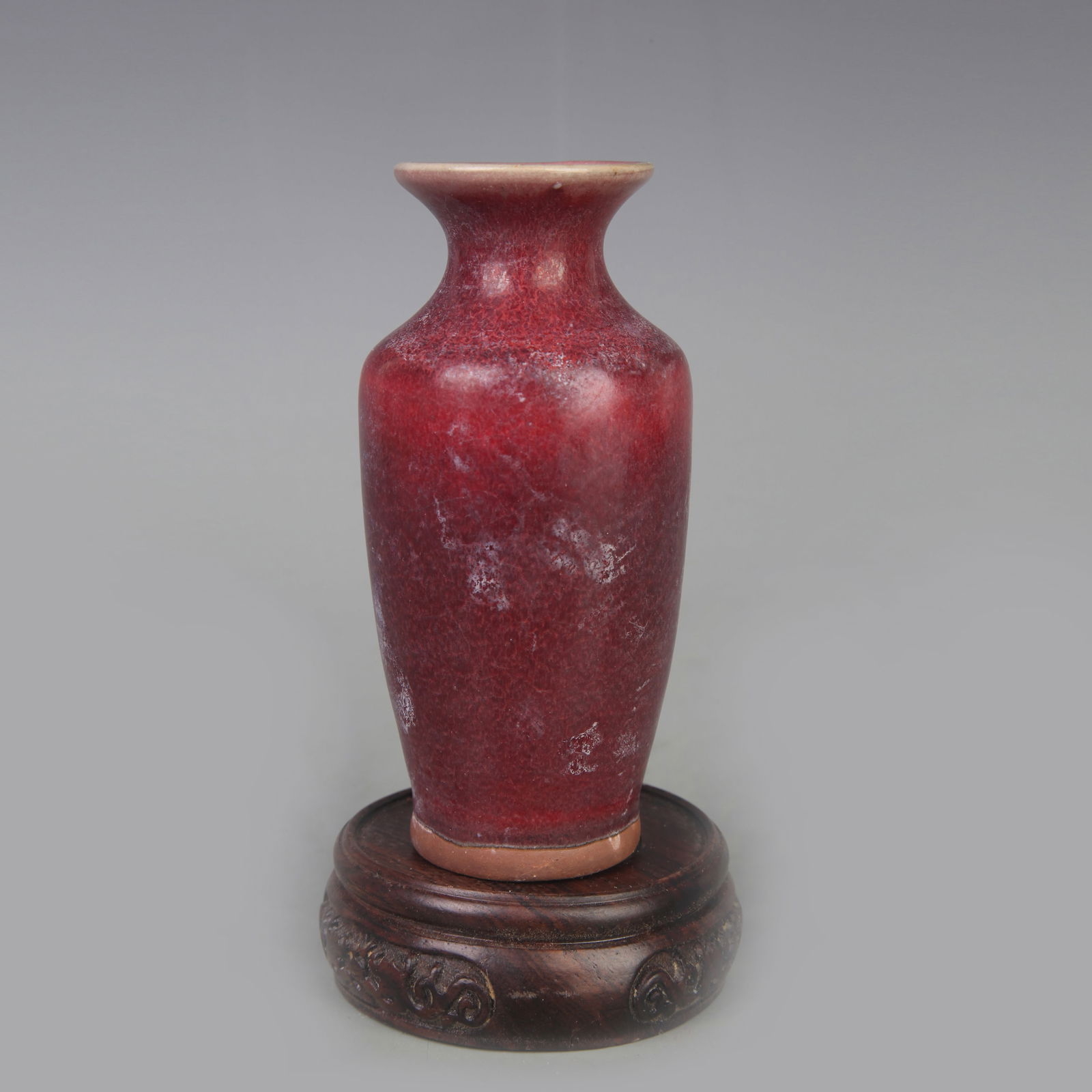 JUN-KILN SMALL FLARED-MOUTH VASE: Song Dynasty Style; High: 4.8 in; Diameter: 1.2 in;