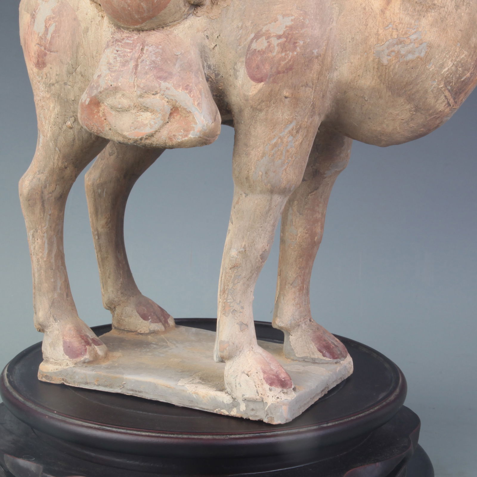 A LARGE PAINTED POTTERY CAMEL FIGURE - 3
