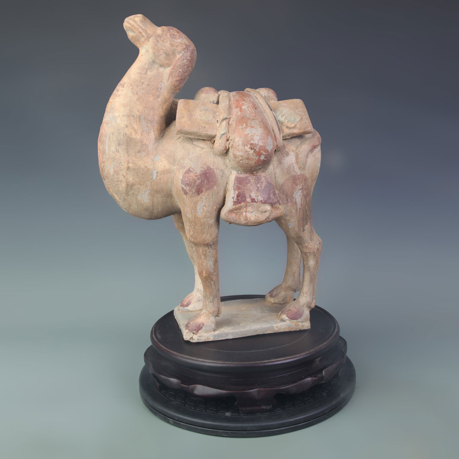 A LARGE PAINTED POTTERY CAMEL FIGURE - 4