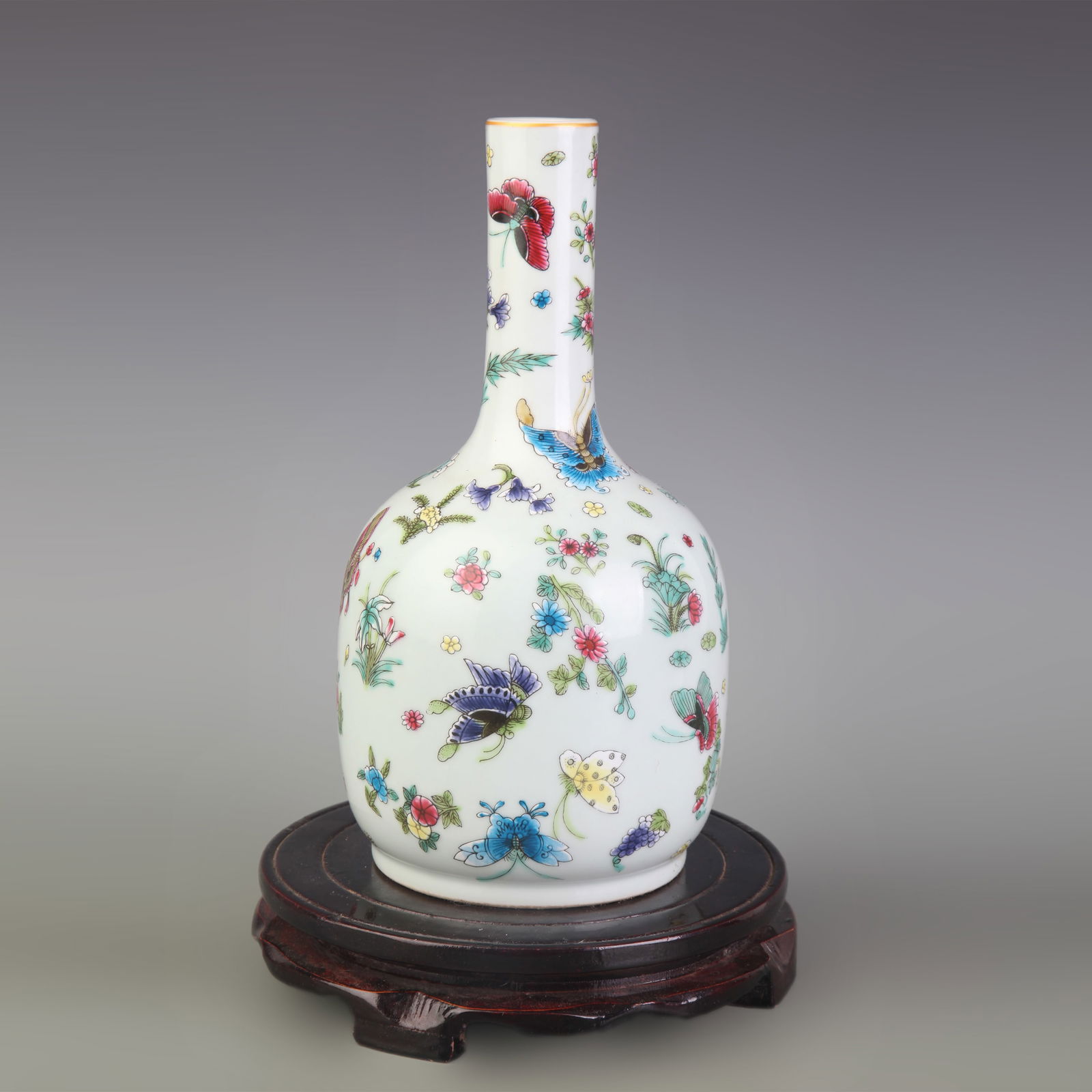 FLOWER AND BIRD PATTERN BELL SHAPED PORCELAIN VASE (1 of 5)