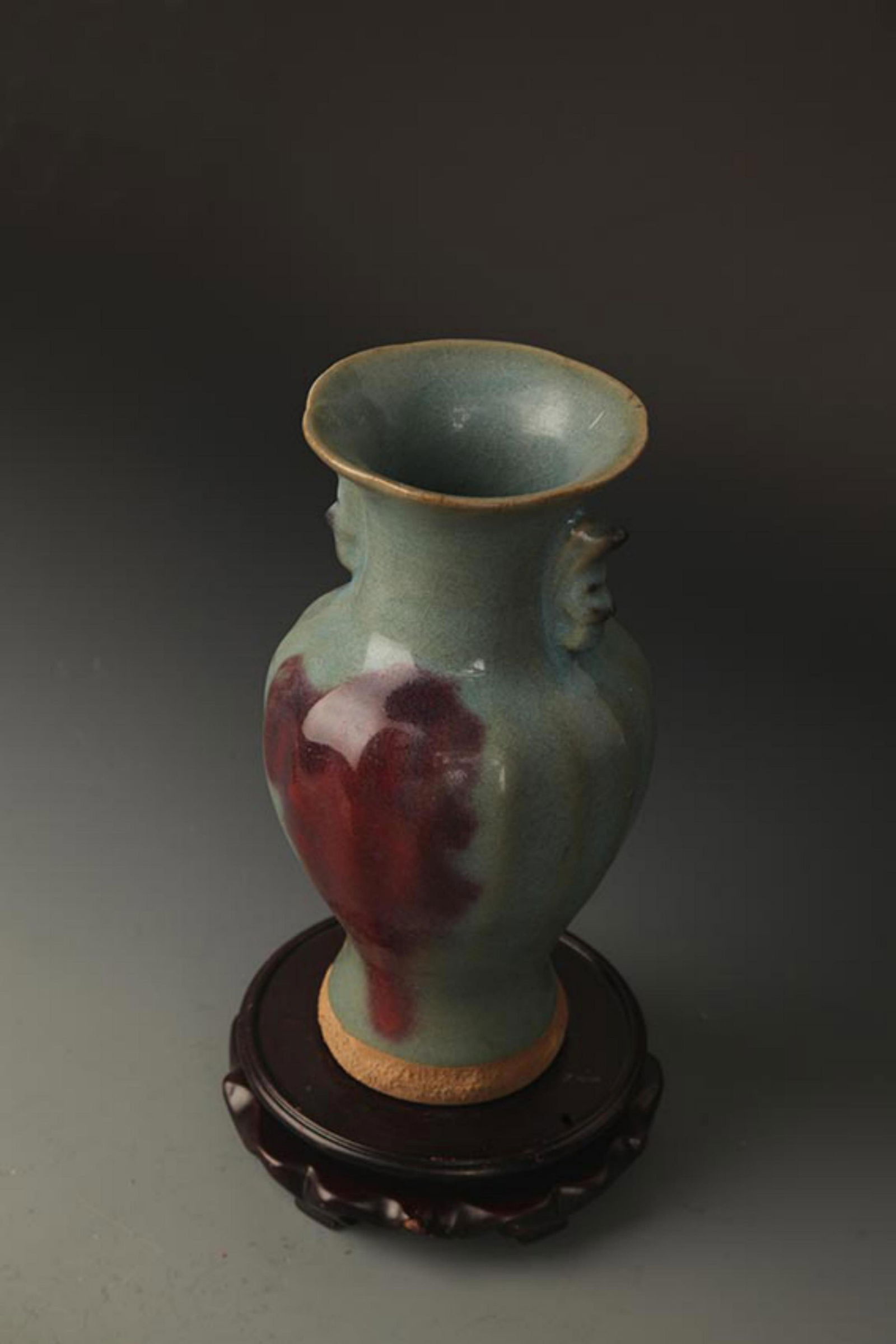 A JUN KILN DOUBLE EAR MELON SHAPE JAR - 5