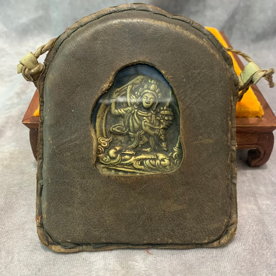 TIBETAN BUDDHIST GHAU (PORTABLE SHRINE): Modern; High: 5.4 inch Width: 4.4 inch