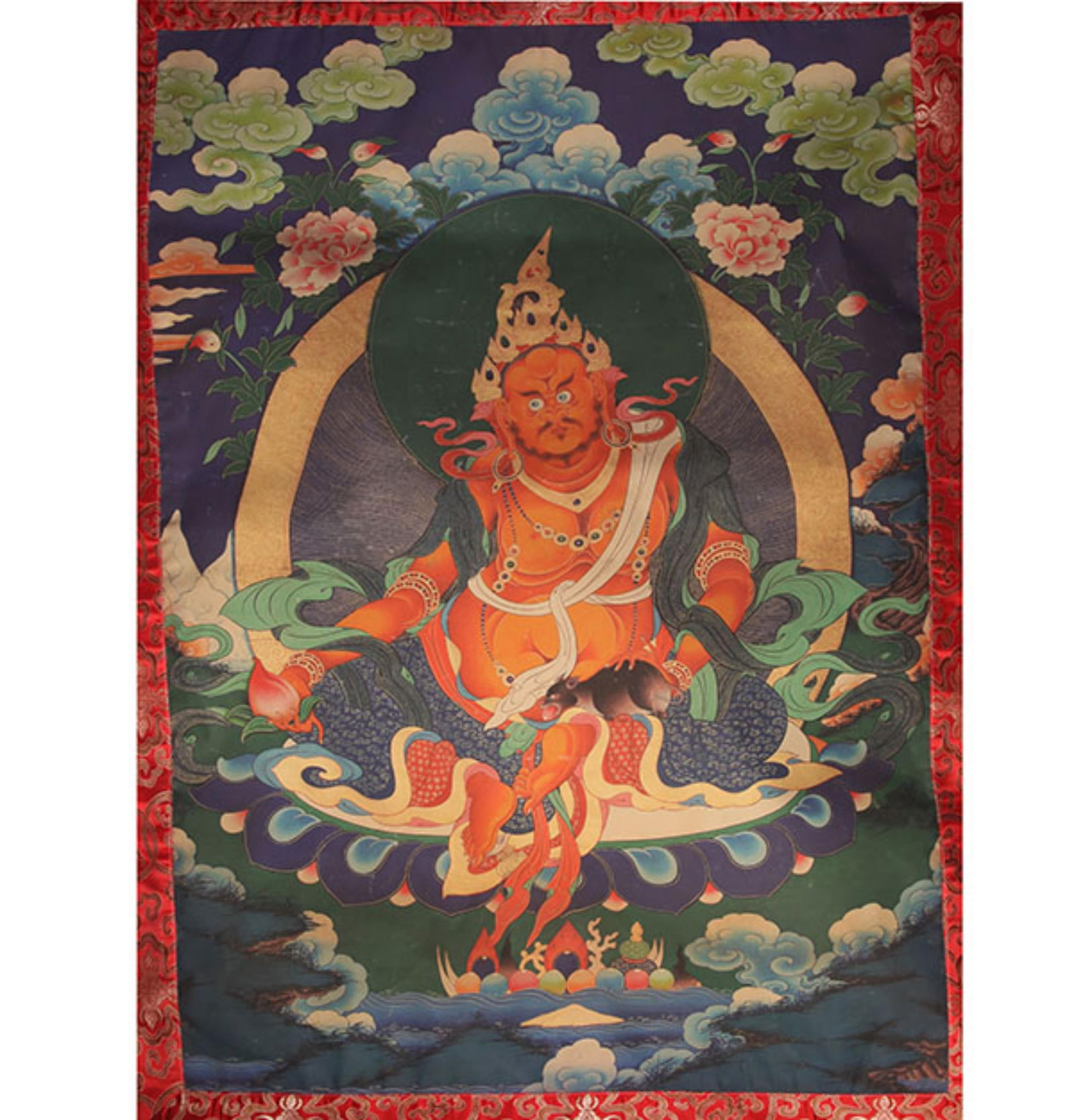 A FINE TIBETAN BUDDHISM THANGKA ON SILK: 20th Century; High: 34.75 inch; Width: 24.25 inch