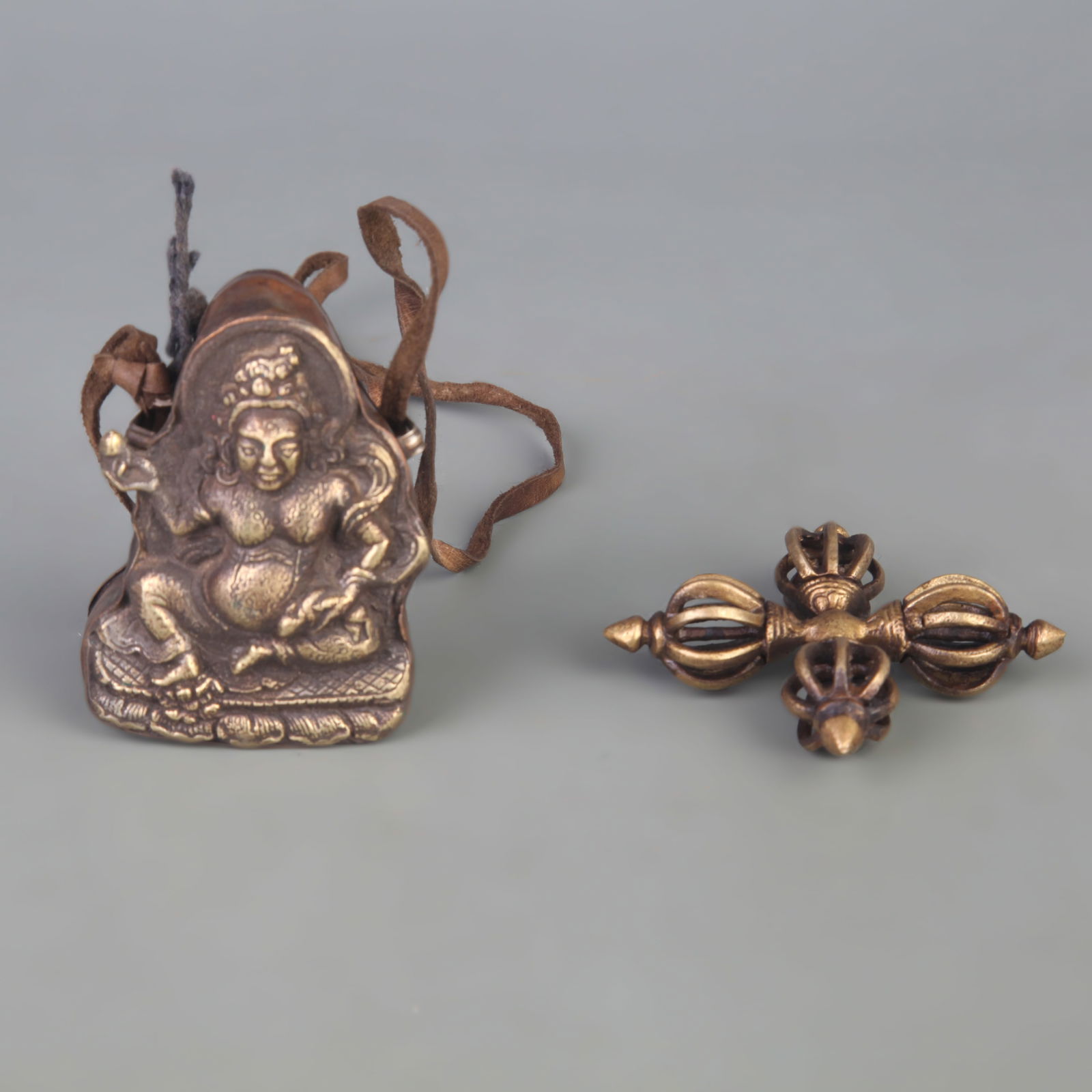 TIBETAN BUDDHIST RITUAL OBJECTS AND GAWU BOX: Modern; Long: 2.3-3.0 inch; Width:2.3 inch;