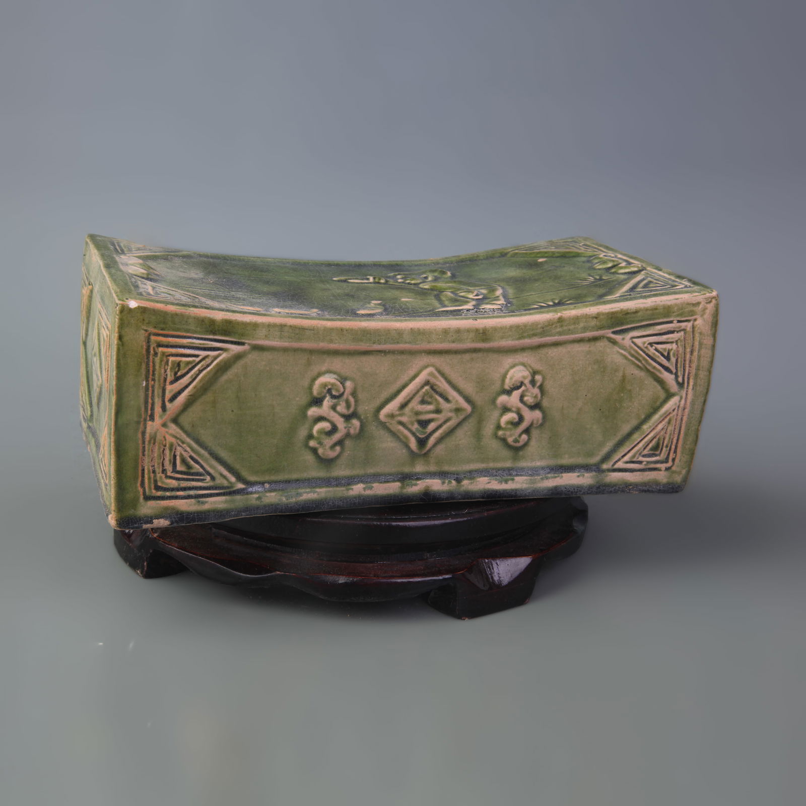 GREEN-GLAZED RECTANGULAR PILLOW - 2