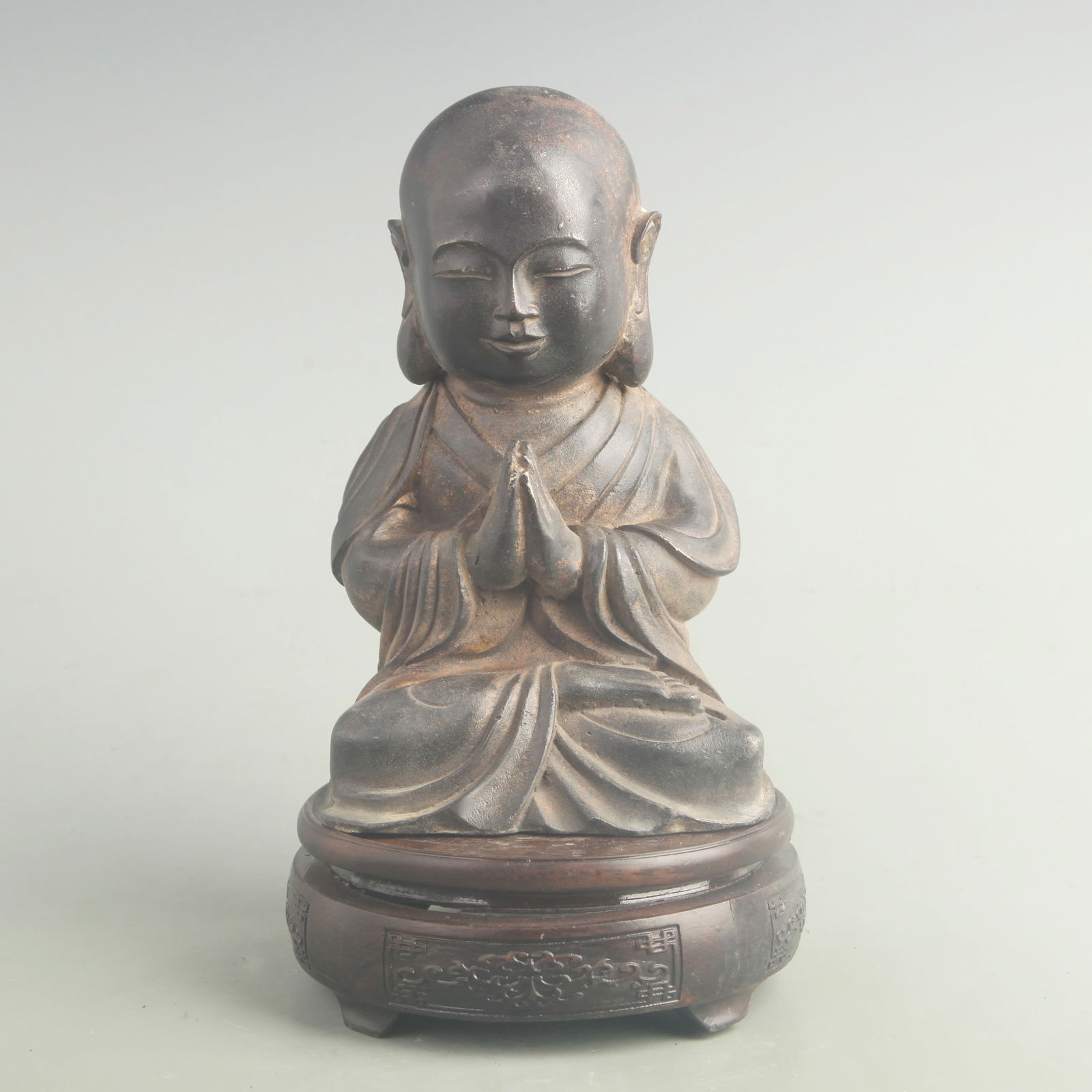 A FINE GILT-BRONZE CHILD BUDDHA: 19th Century; High:7.10 inch; Width: 4.20 inch;