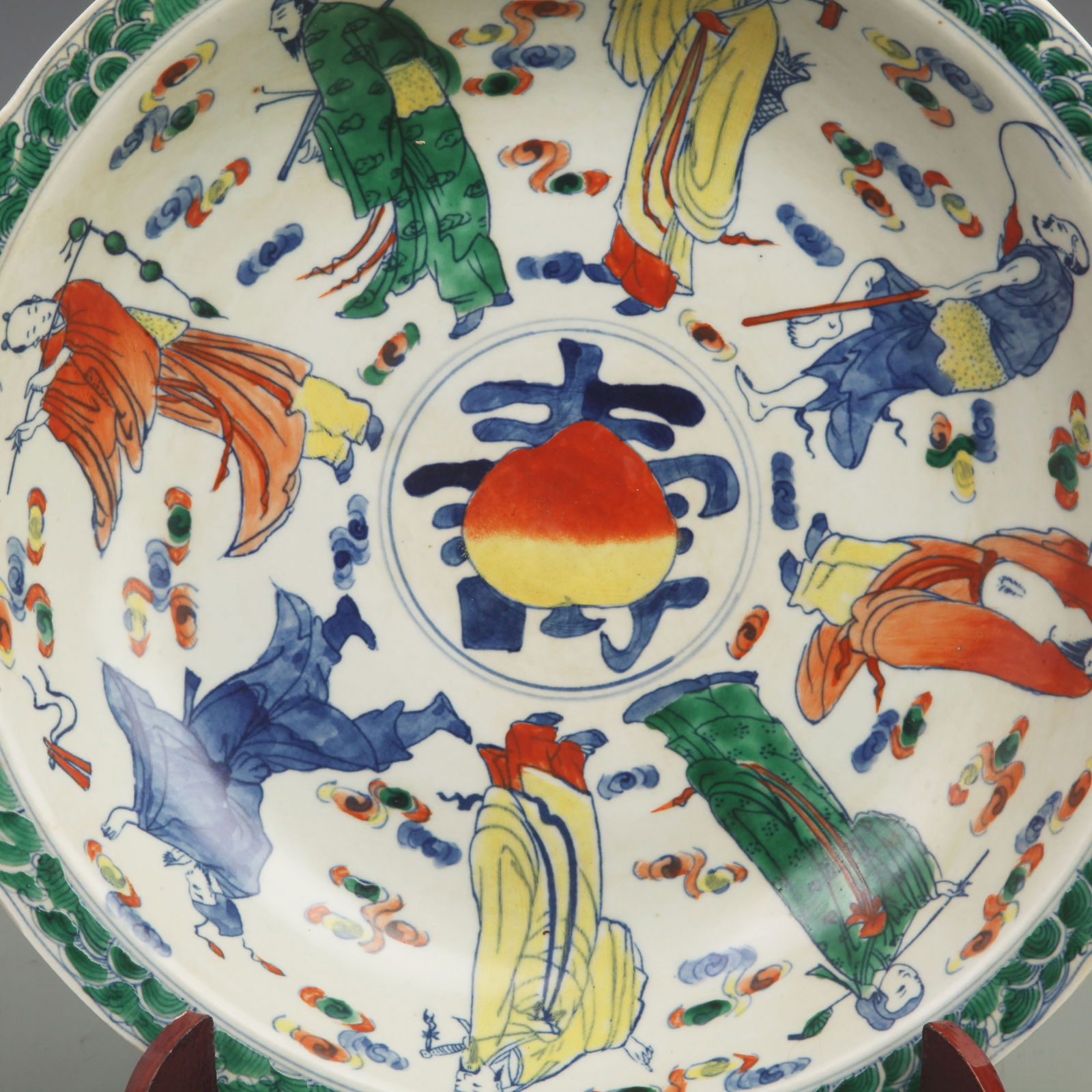 DOUCAI COLOR EIGHT IMMORTAL PATTERN PLATE - 2