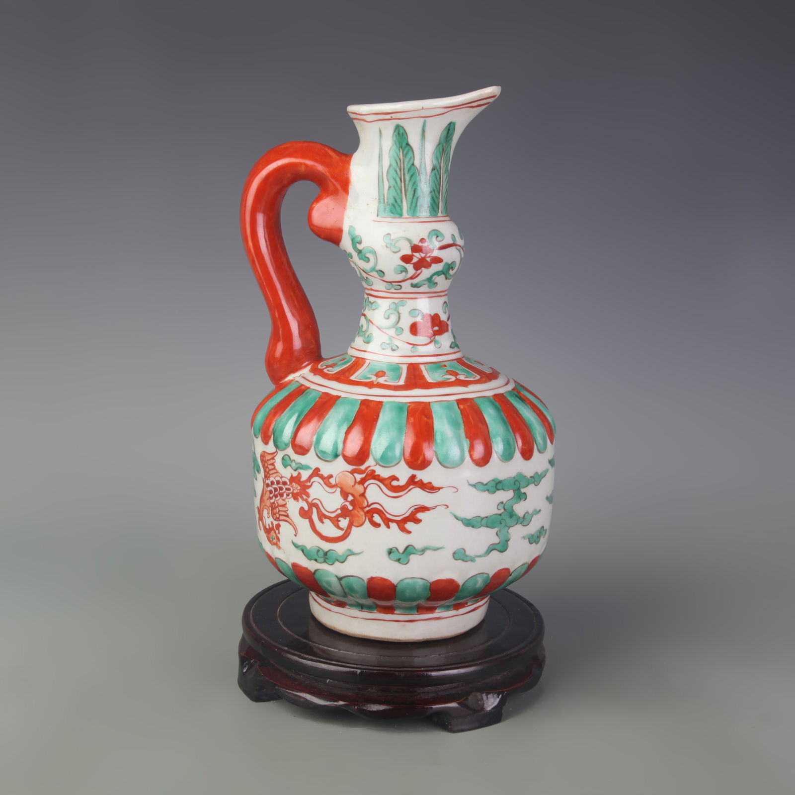 RED AND GREEN DRAGON PATTERN EWER - 4